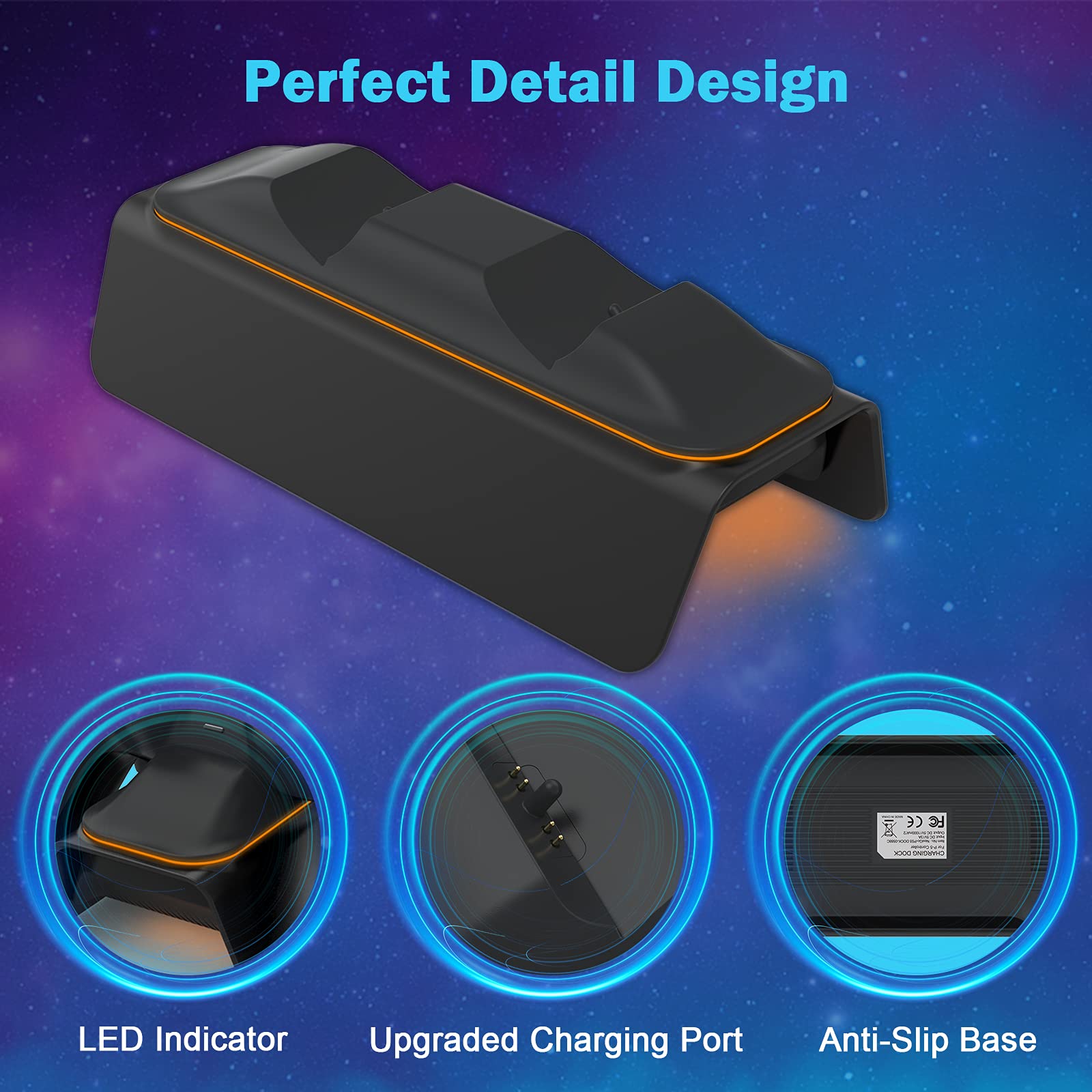 Cargador DualSense NexiGo blanco mejorado con Kit de Agarre para PlayStation 5