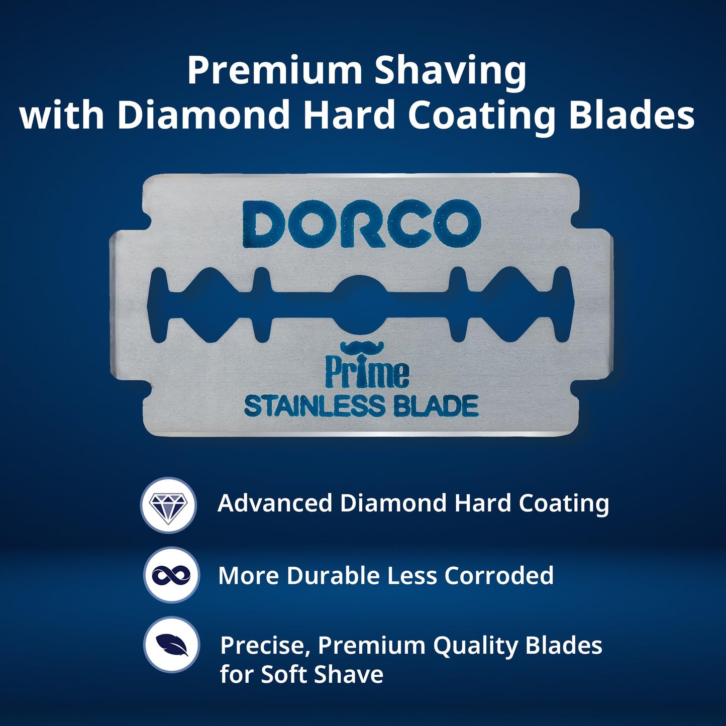 DORCO Hojas de afeitar Dorco STP301 Prime Platinum Extra de doble filo (500 unidades), de acero inoxidable de primera calidad, súper afiladas para un afeitado suave y preciso. ¡Un regalo perfecto!