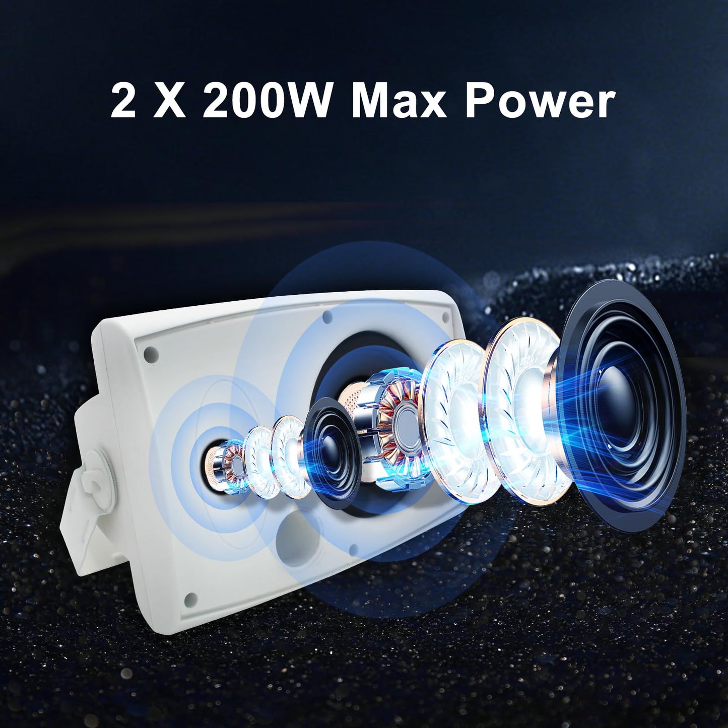 STUDIOFINIX - Altavoces para exteriores de 6.5 pulgadas montados en la pared, 400 W, color blanco, solución de audio resistente a la intemperie y de alto rendimiento, ST-602W
