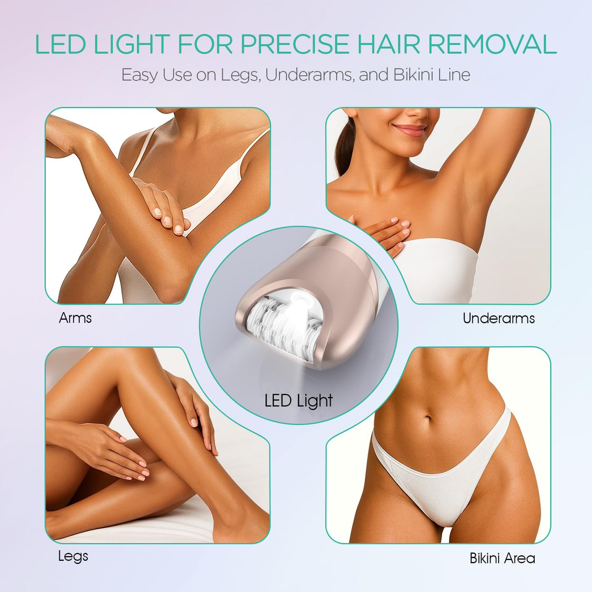 VOYOR Depiladora para Mujeres Inalámbrica y Recargable, Depiladora de Vello con 30 Pinzas, Depiladoras 3 en 1 con Afeitadora Eléctrica y Lima para Pies, Dispositivo de Depilación para Brazo y Pierna