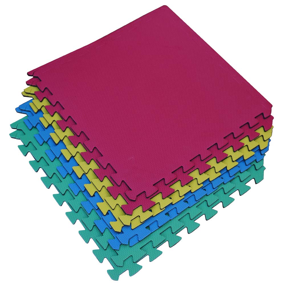 Living Green Piso Foamy Reversible -Dos EN UNO -por un Lado Piso Gimnasio Negro Alcochado para Hacer Ejercicio -Paquete con 8 Piezas de 50 x 50 m