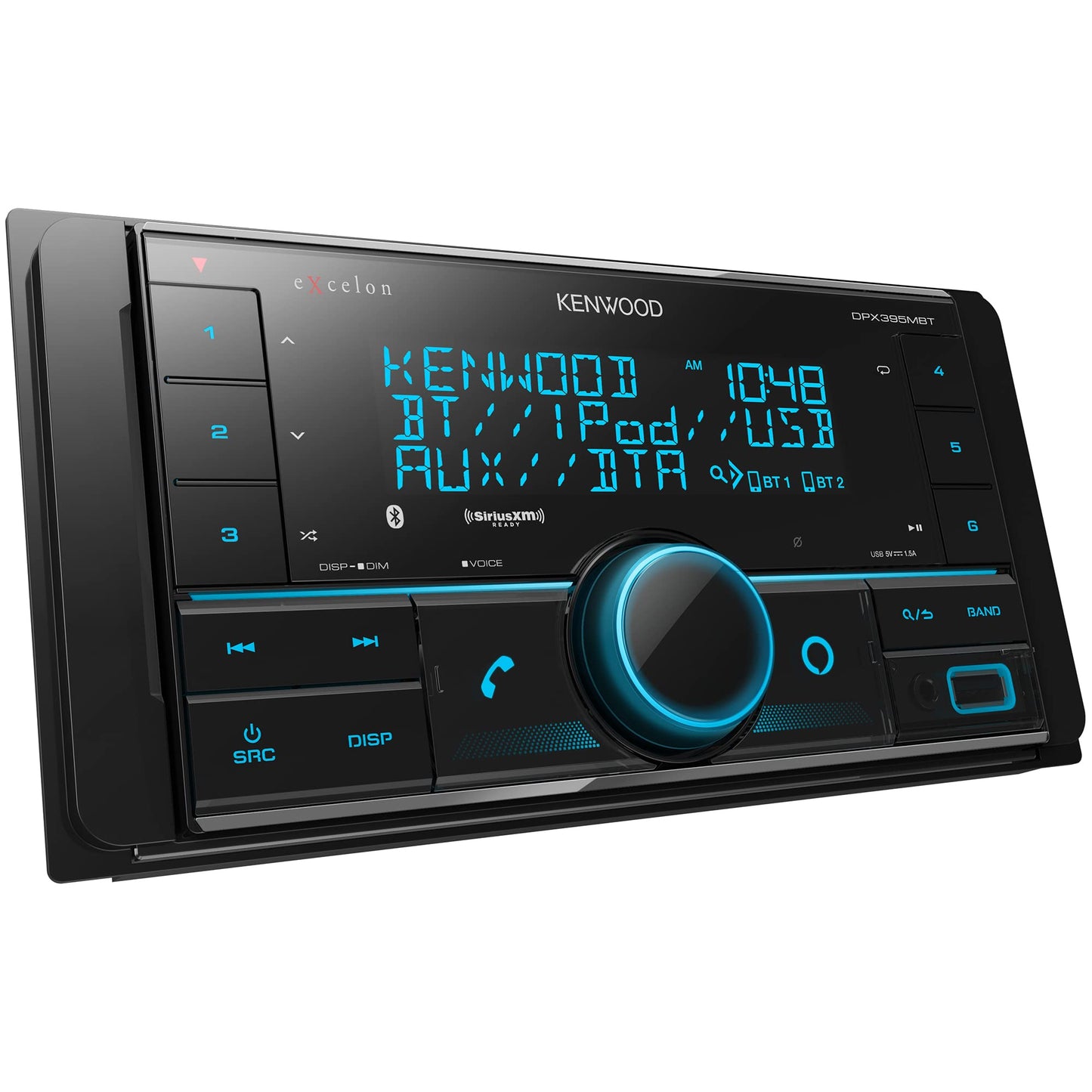 KENWOOD DPX395MBT Receptor multimedia digital doble DIN en el tablero con Bluetooth (no reproduce CDs) Receptor estéreo para coche Listo para Alexa - Negro