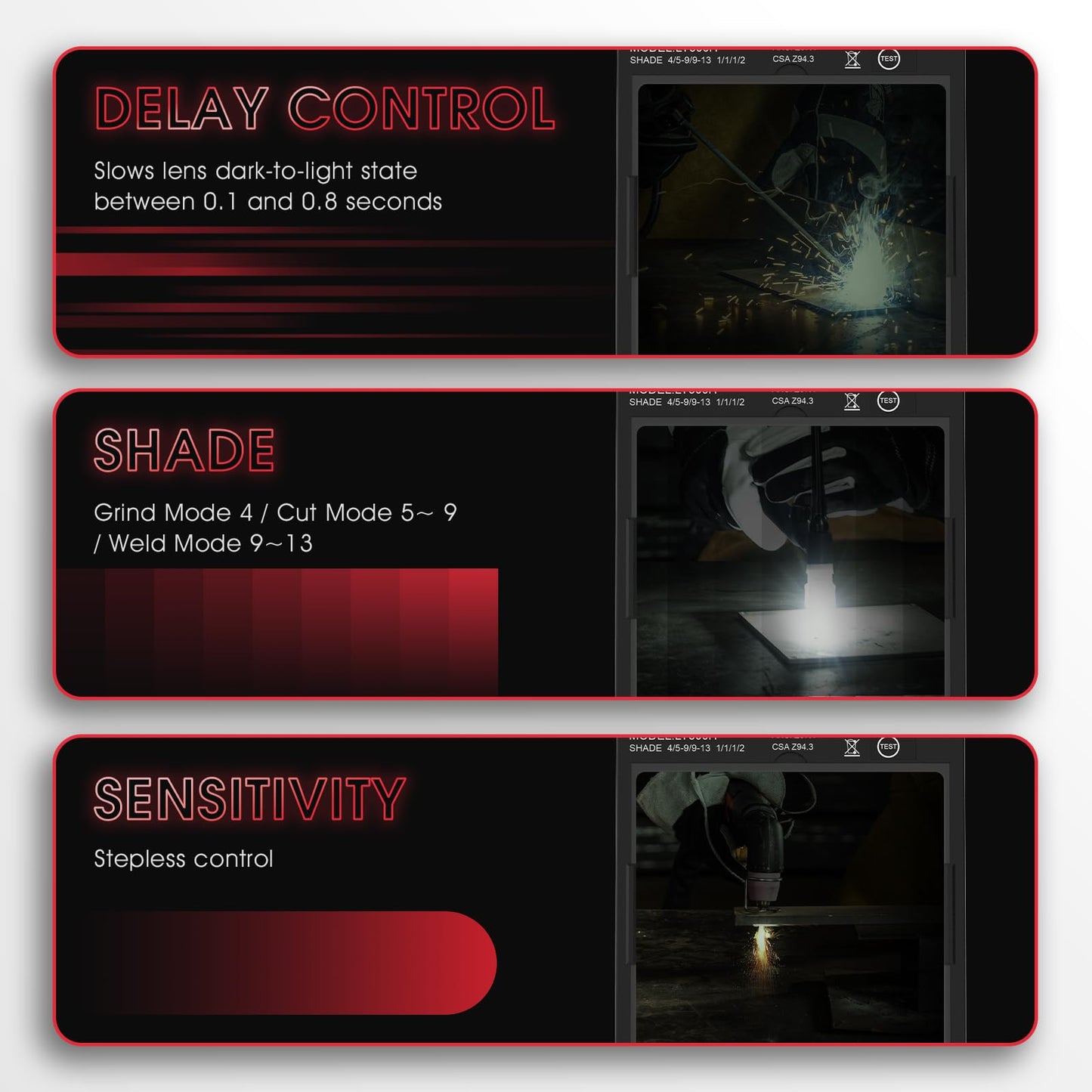 Casco de Soldadura YESWELDER Solar Azul Visualización Ancha de oscurecimiento Automático con 4 Sensores de Arco