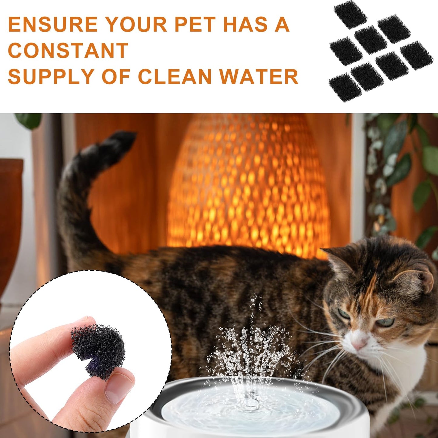 Filtros de Espuma de Repuesto Petkit Eversweet 3 Pro Negro para Fuente de Agua para Mascotas