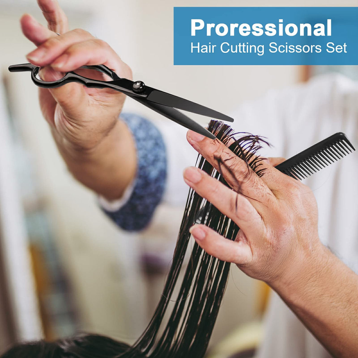 Juego de tijeras profesionales de corte de pelo, suministros de peluquería de acero inoxidable que incluyen tijeras rectas, tijeras de adelgazamiento y cuchillo de adelgazamiento de pelo, herramientas multifuncionales de salón y regalos para amigos y fami