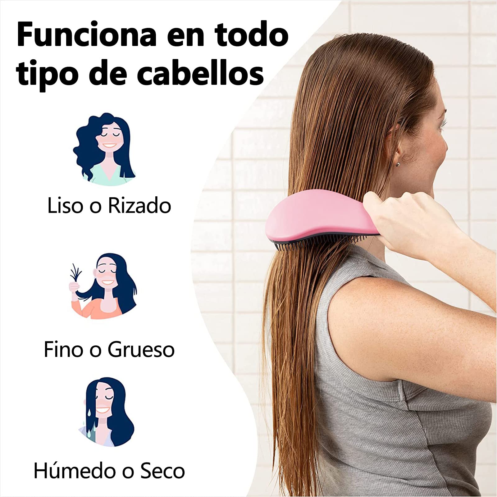 MITEGELO Antiestático Cepillo para Cabello, Detangling Brush,Favorece Crecimiento del Cabello, Evita Encrespamiento, en Húmedo y en Seco, Peina Cabello, Apto para Todo Tipo de Cabellos.(Azul)