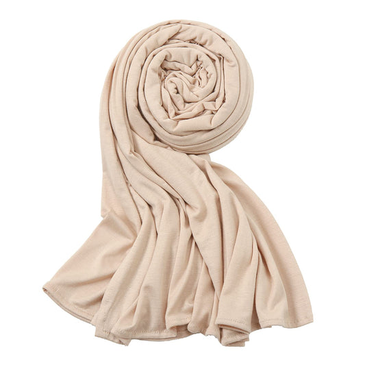 Hophor Pañuelos suaves y elásticos para la cabeza, turbante largo, para mujer, Beige, M
