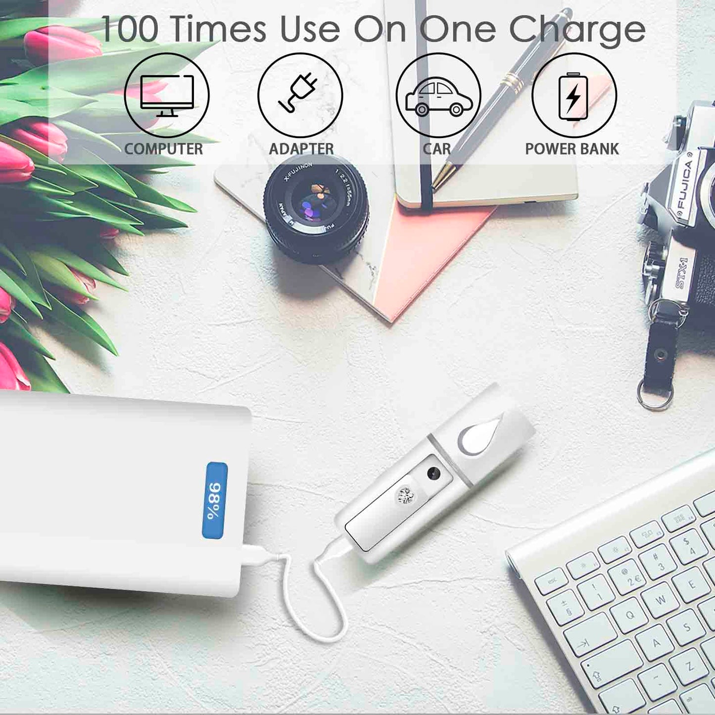 GIVERARE 2 Paquete Nano Vaporizador Facial, Práctico Mini Mister Con Espejo, Rociador de Niebla Recargable Usb, Tanque de Agua Visual Hidratante E Hidratante para Rostro, Maquillaje, Cuidado de La Pie