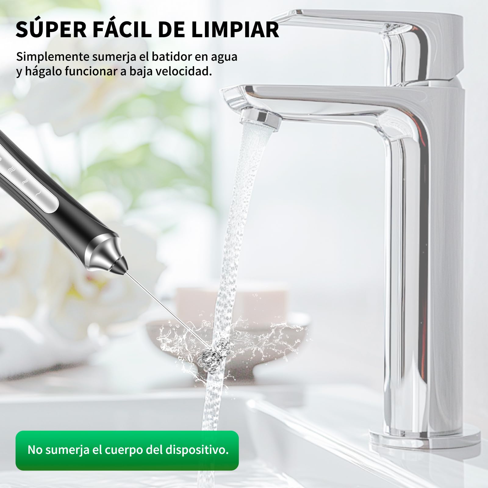 Espumador de Leche Recargable con Soporte 3 Velocidades