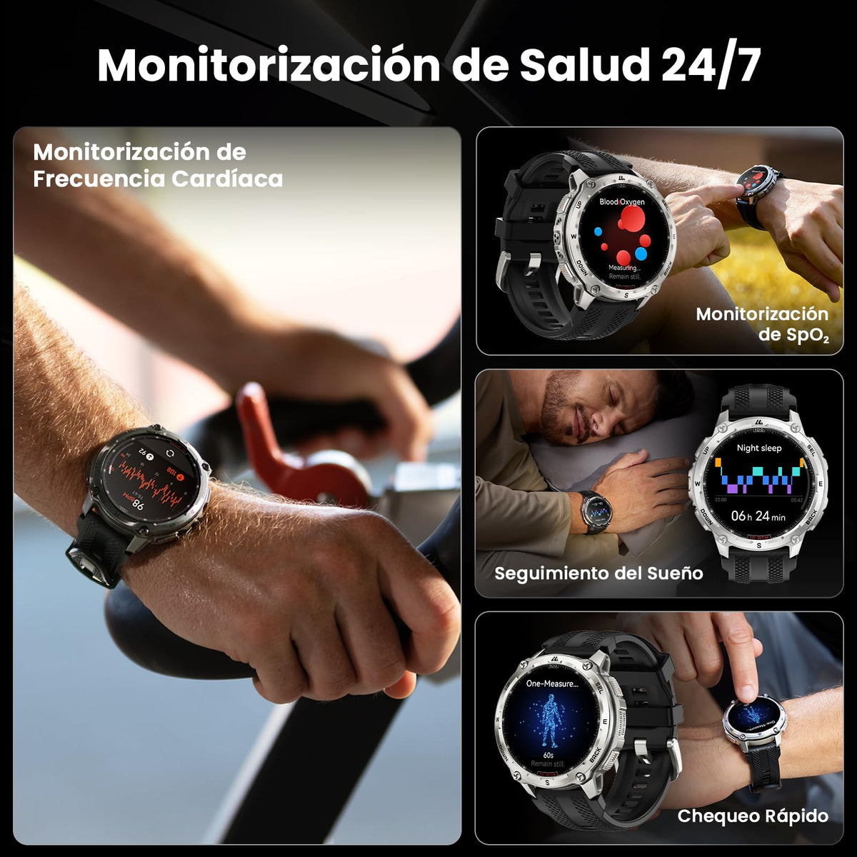 Smartwatch KOSPET Tank T4 Acero GPS Mapa Offline 10 ATM 15 Días Batería
