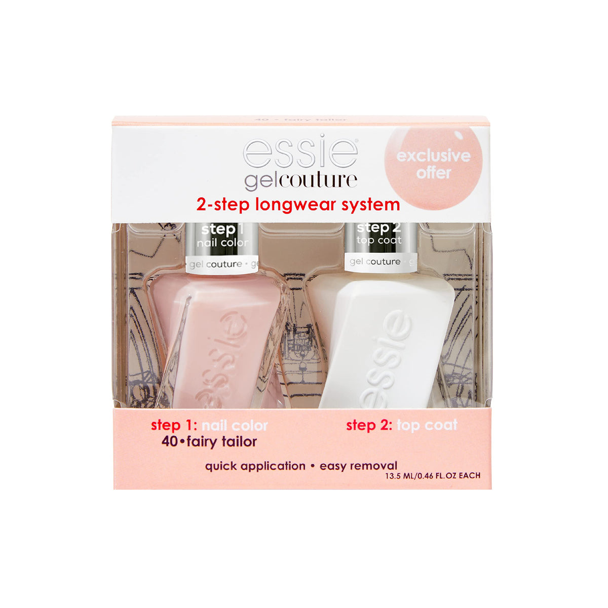 essie Gel Couture Nail Polish + Top Coat Kit, Fairy Tailor