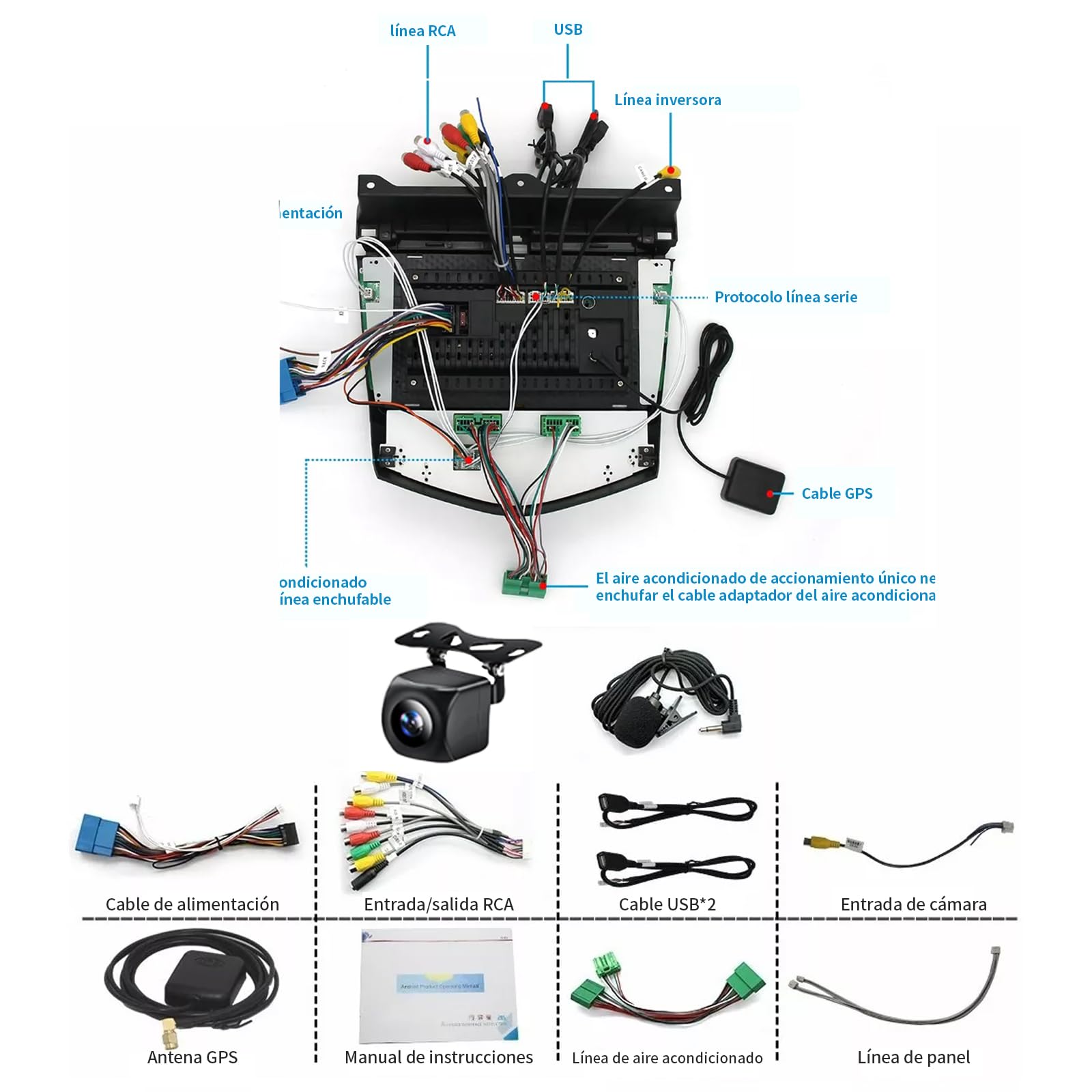 FINYQBET Estéreo para Auto 3999, Android 11 con CarPlay Inalámbrico, GPS y Bluetooth, Compatible con Honda Accord 2003-2007, Cámara de Reversa y Control de Volante