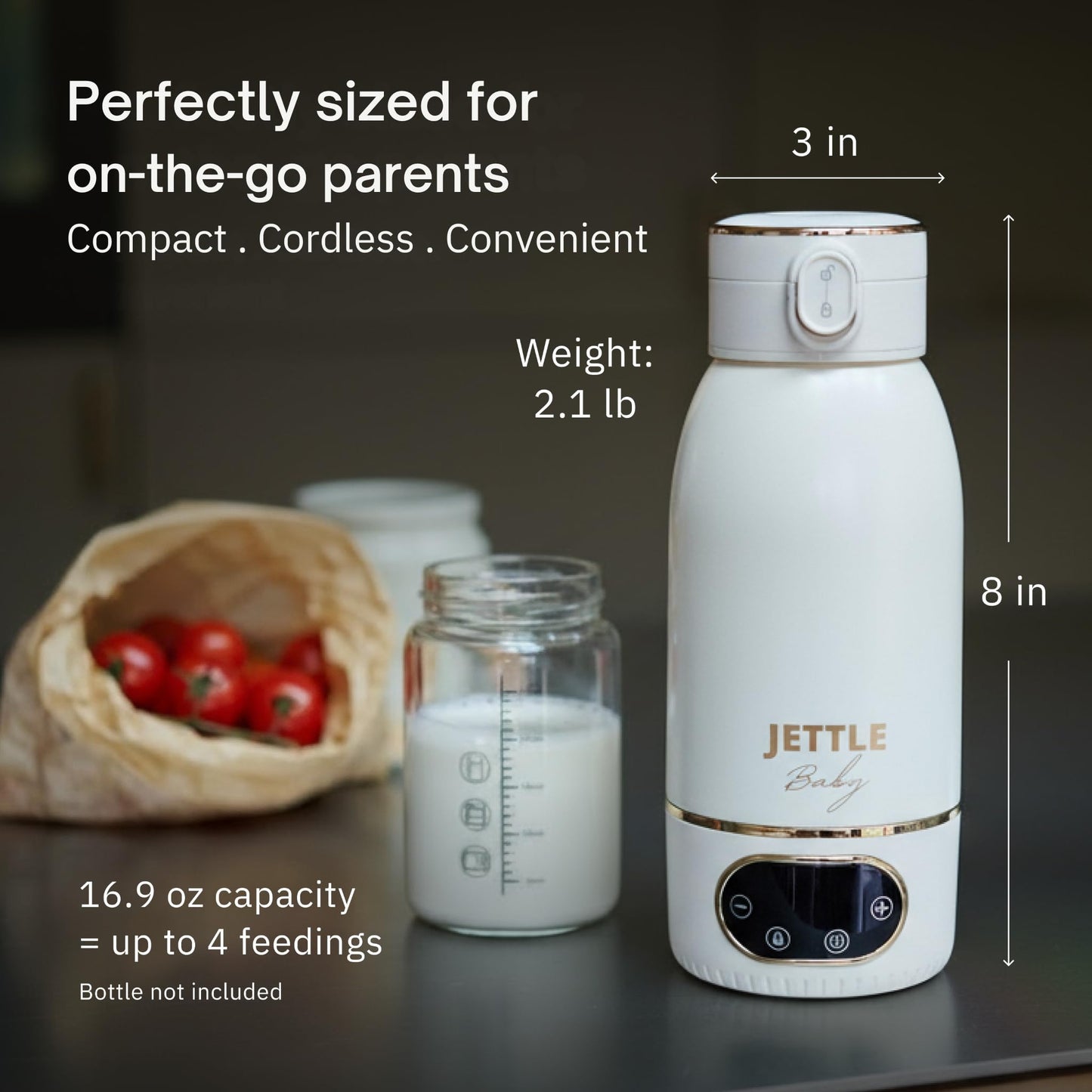 Calentador portátil de leche para bebé, sin cable, recargable, calentador de biberones para leche materna, fórmula y agua, control de temperatura seguro para bebés, listo para viajar, 500 ml