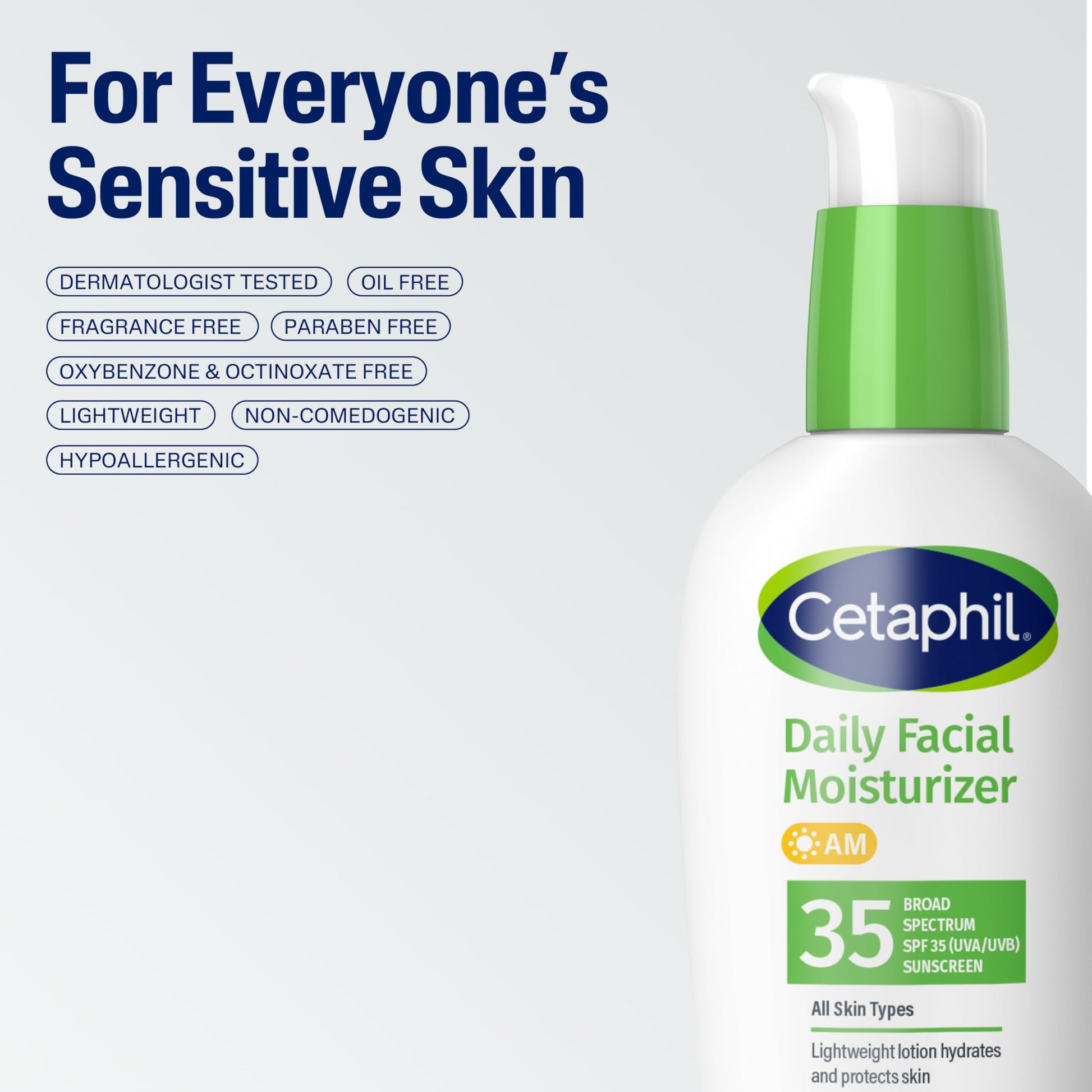 Hidratante Facial Cetaphil Sin Aceites SPF 35 para Piel Sensible Mixta Seca o Grasa
