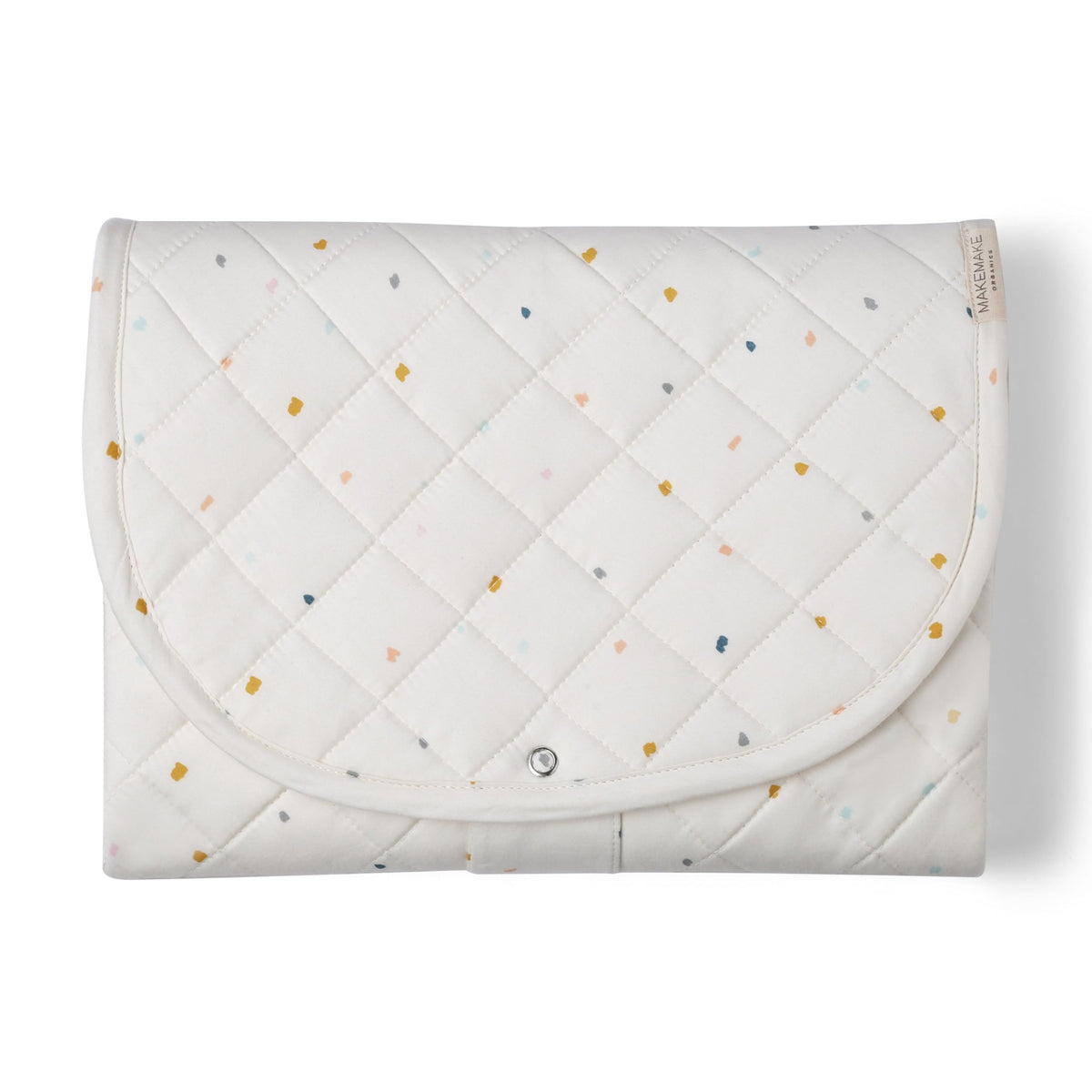 Makemake Organics Organic Portable Changing Pad GOTS Certified Organic Cotton Fill Portable Diaper Changing Mat Diaper Clutch Changing Station Kit Compact Travel Pad (33"x34", Dotty)