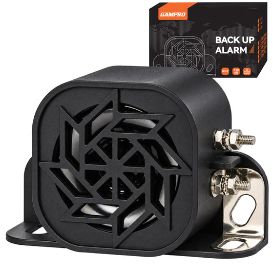 Alarma de Respaldo GAMPRO Negra 12V-48V 110dB IP67 Impermeable a Prueba de Polvo para Camión, Furgoneta y Carretilla Elevadora