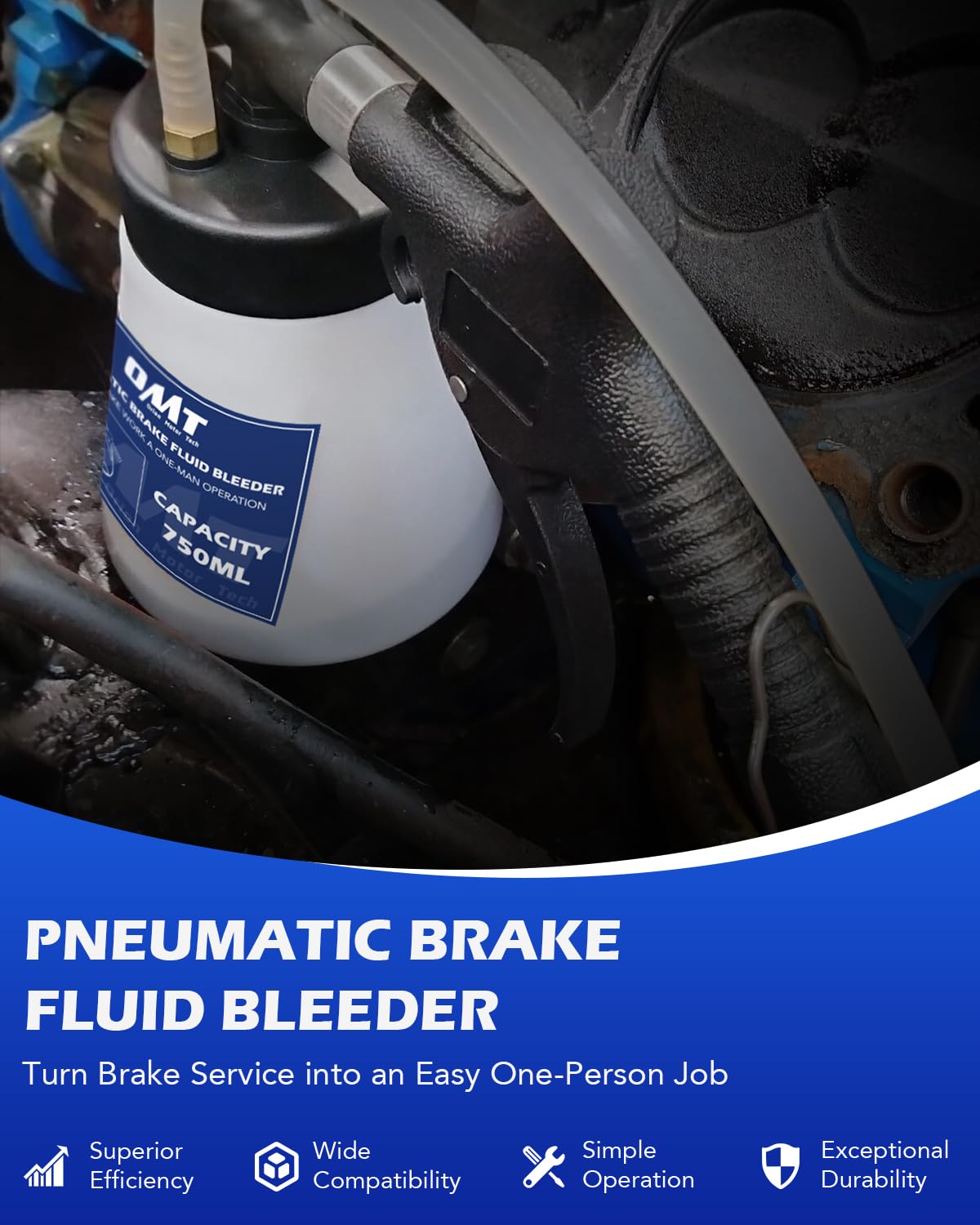 Kit de Purga de Frenos Neumáticos Orion Motor Tech 0,8 qt con Adaptadores de Cilindro Maestro para Purga Eficiente