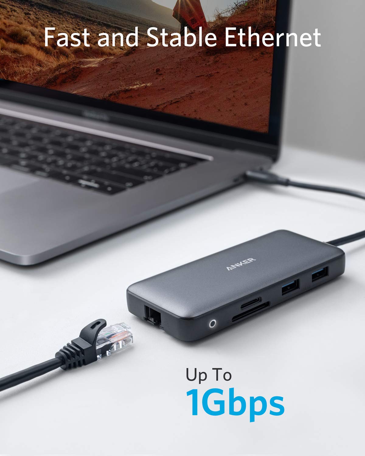 Hub USB-C Anker 553 Gris Dual 4K HDMI con Suministro de Energía para MacBook Pro y XPS