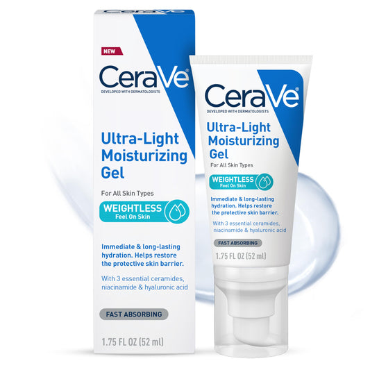CeraVe- Gel hidratante ultraligero | Gel hidratante facial con ceramidas, niacinamida y ácido hialurónico