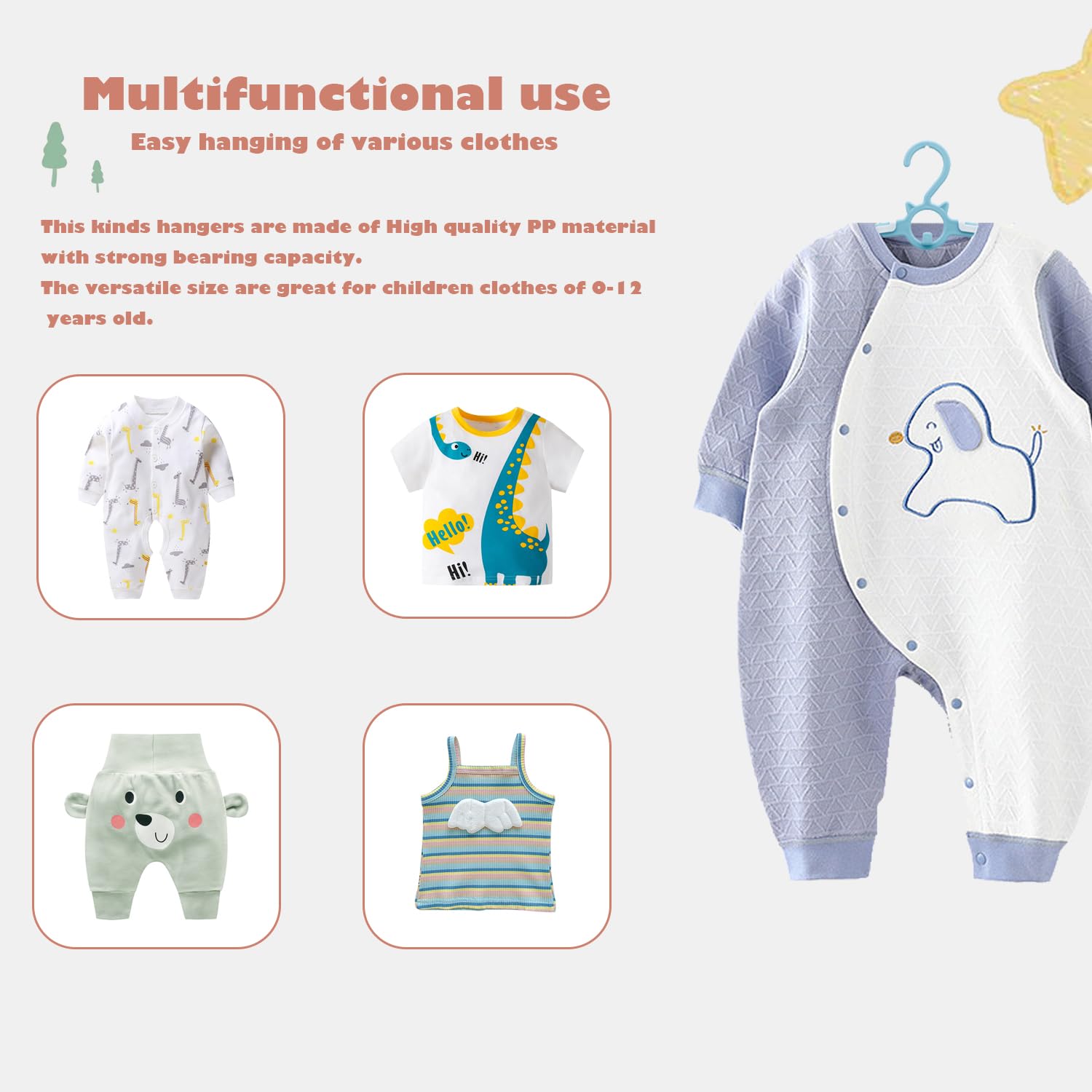 JSF - Perchas para bebé, antideslizantes, paquete de 20 perchas para niños