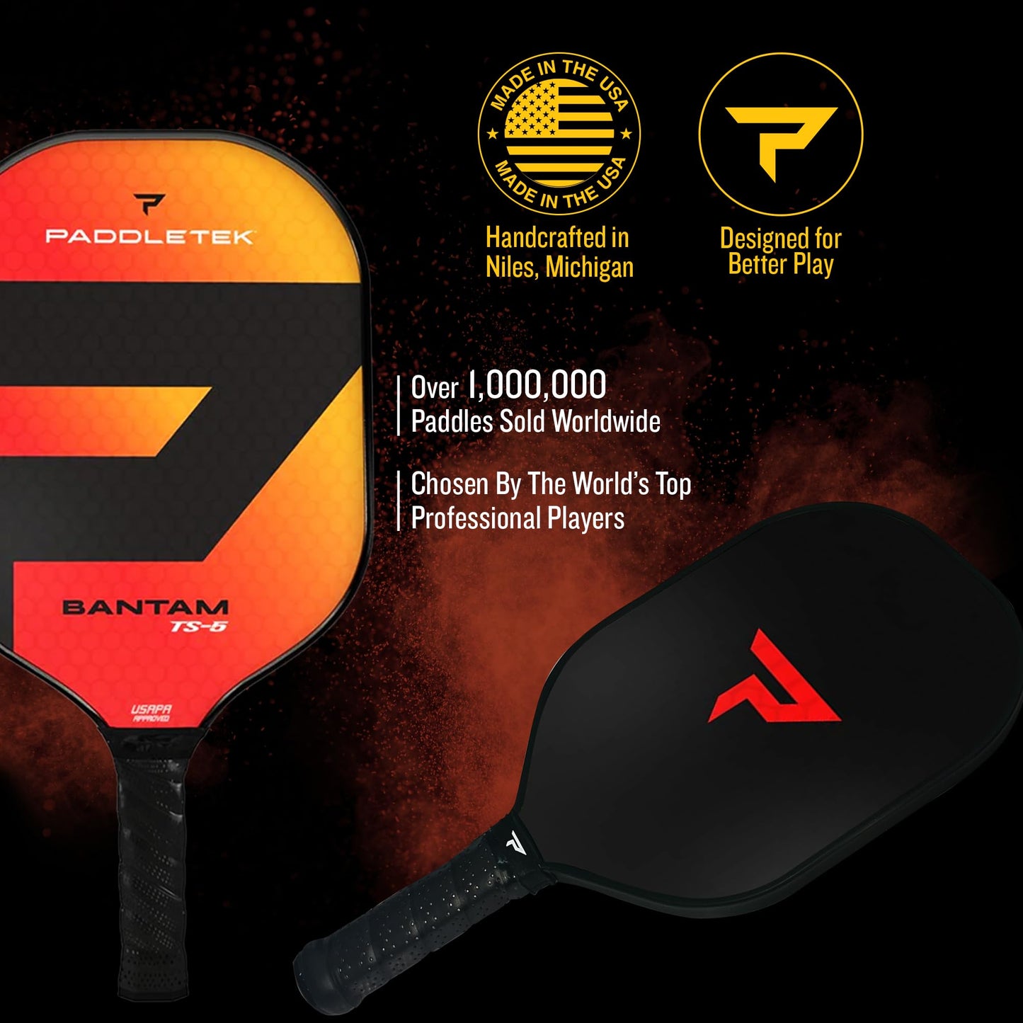 Paleta Profesional de Pickleball Paddletek Bantam TS-5 Epoxi Fibra Vidrio PoliCore Aprobada por USAPA