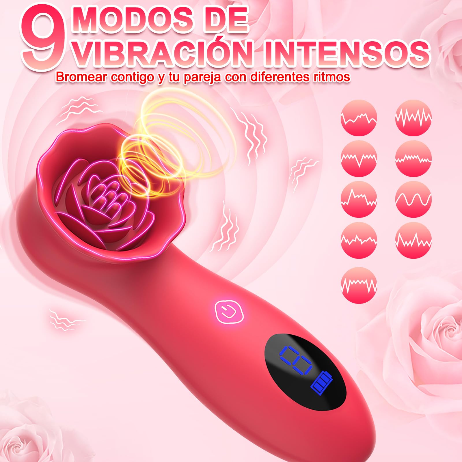 Vibrador ZEZELIFE Rosa Pantalla LCD Silicona 9 Modos para Mujer Cremas y Ms Vibrador ZEZELIFE Rosa Pantalla LCD Silicona 9 Modos para Mujer Cremas y Ms