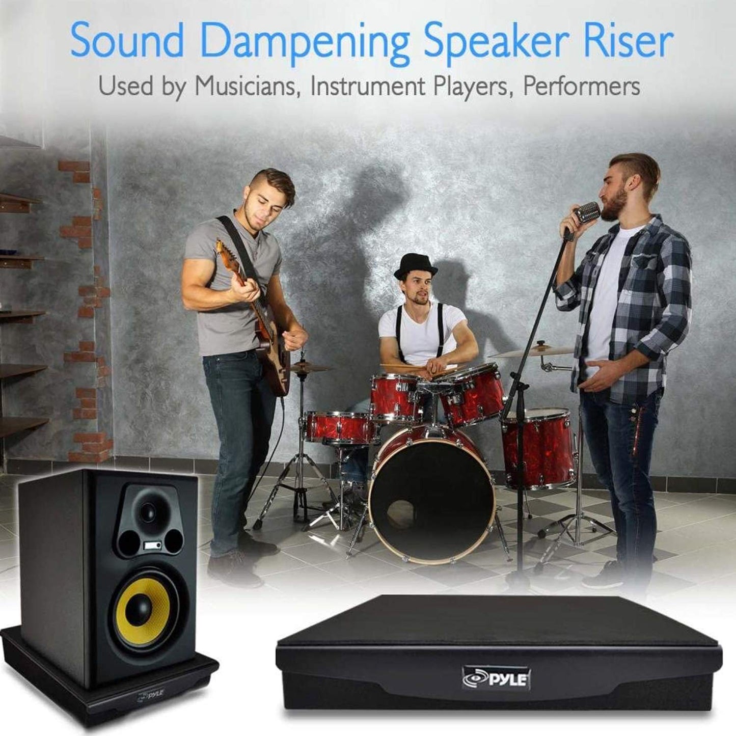 Riser para Altavoces Pyle Audio Gris Aislante Acústico de Sonido 10.3"x12.8"