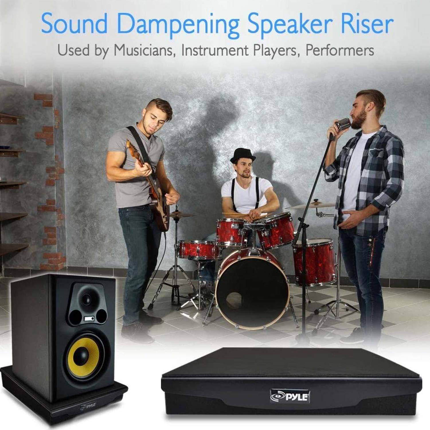 Riser para Altavoces Pyle Audio Gris Aislante Acústico de Sonido 10.3"x12.8"