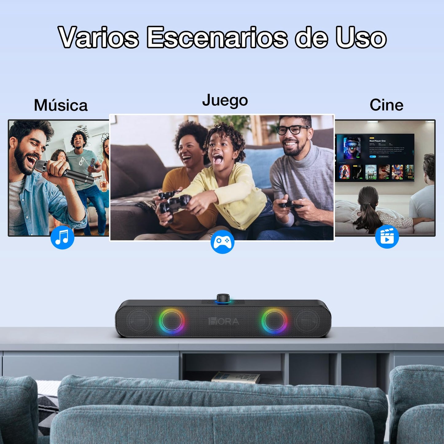 Bocina Bluetooth Hora RGB 10W Batería 2400mAh para Interior y Hogar