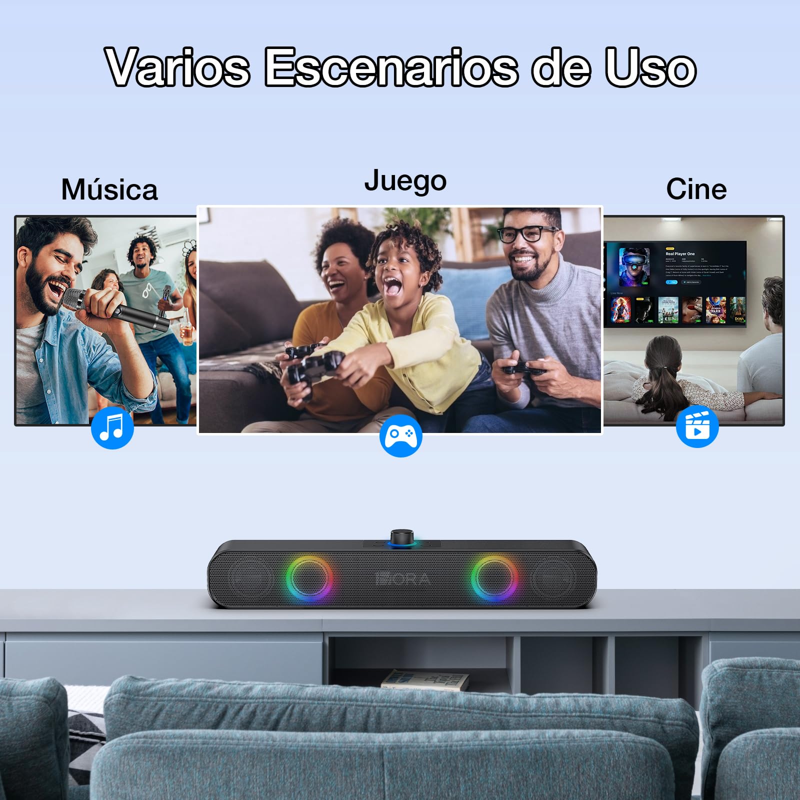 Bocina Bluetooth Hora RGB 10W Batería 2400mAh para Interior y Hogar