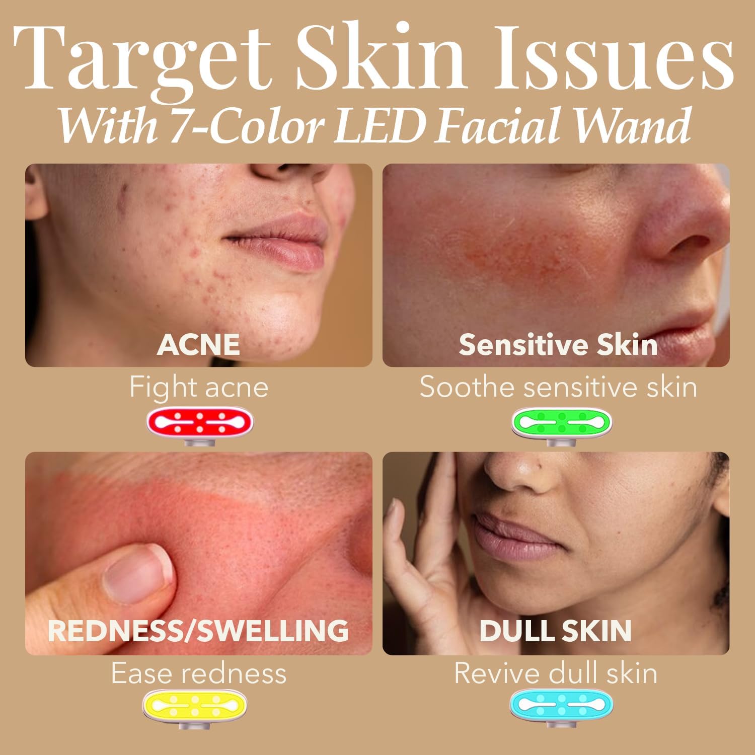 ZEENCARE 7 en 1 Terapia de Luz Roja para la Cara y el Cuello, Dispositivo de Terapia de Luz Facial LED, Herramienta Recargable para el Cuidado de la Piel y Carita de Belleza de Masaje Facial para Ojos, Cara, Cuello, Cuerpo