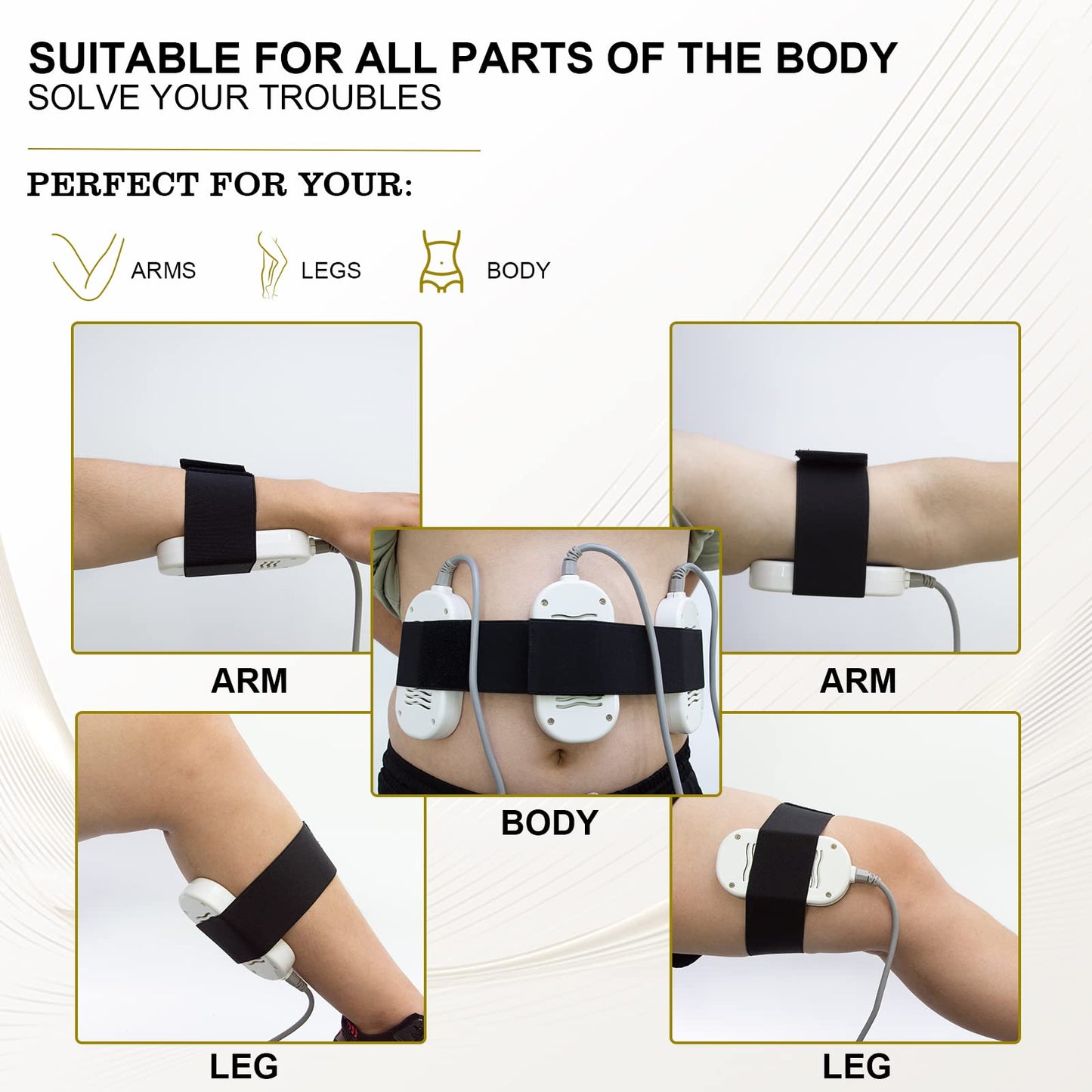 Correas elásticas para vendaje para máquina de belleza, almohadillas para orejas de tela, vendajes de repuesto, banda para almohadillas para orejas de máquina Lipo, 6 bandas, 3 tamaños Elitzia ET2021P