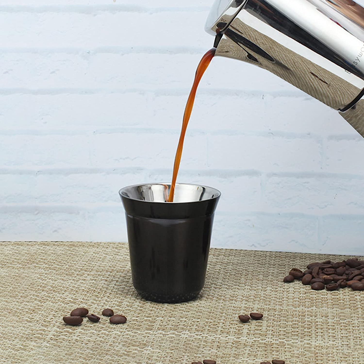 Easyworkz Juego de tazas de espresso de acero inoxidable con aislamiento de doble pared, 150 ml