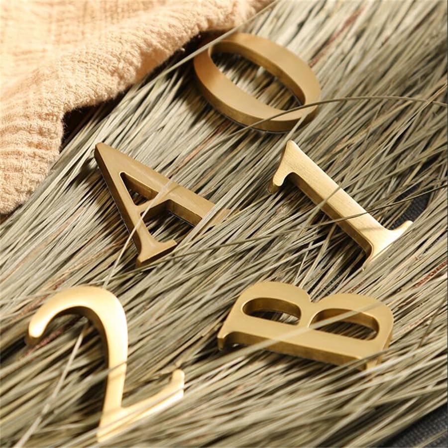 Pegatina de Latón Soild Letras y Números Autoadhesivos para Señalización Decorativa