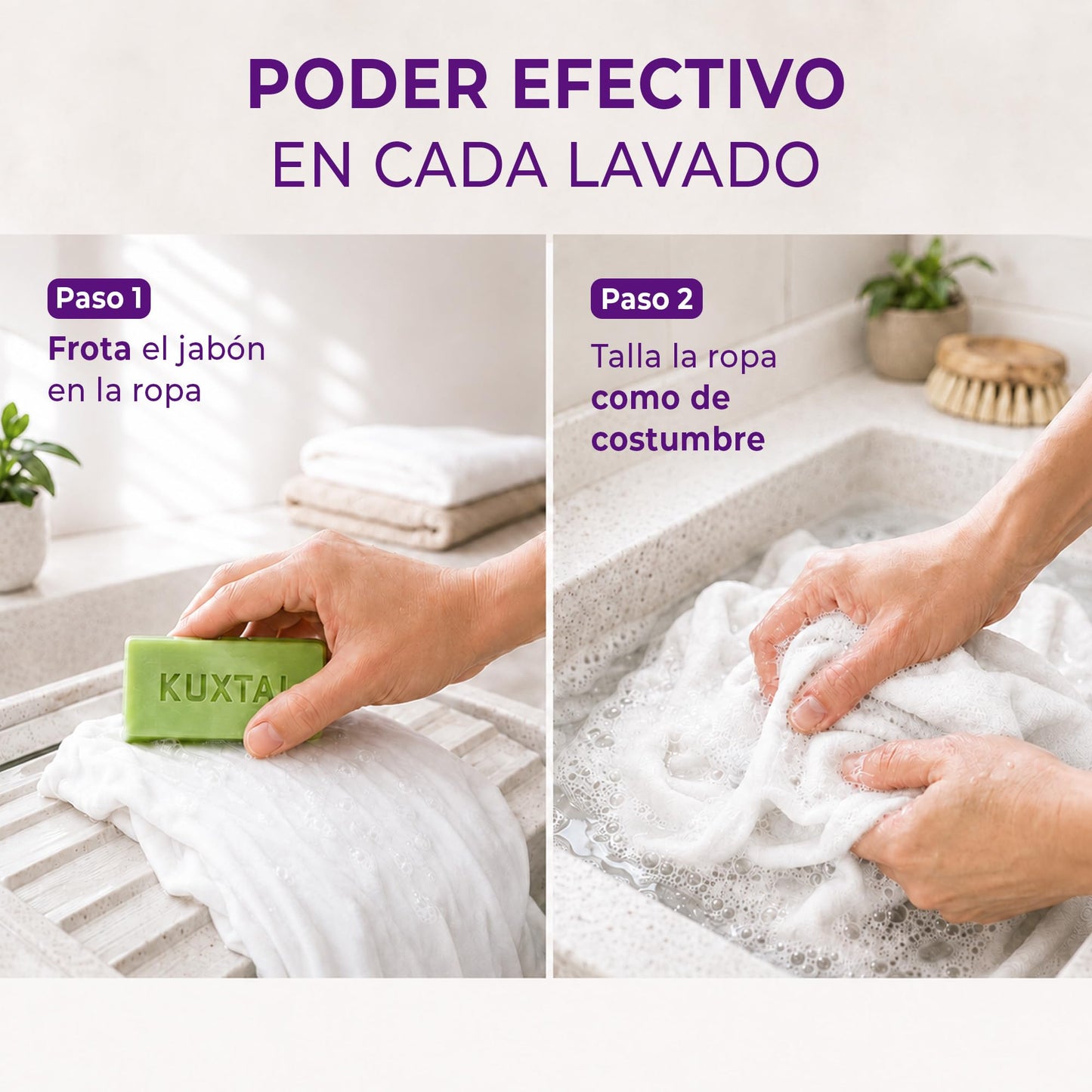 KUXTAL Jabón en Barra para Ropa Paquete de 3, Limpieza Profunda y Suavidad, Ideal para Ropa Delicada y Ropa Interior, Fórmula con Ingredientes Naturales, Biodegradable Certificación OECD 301-A