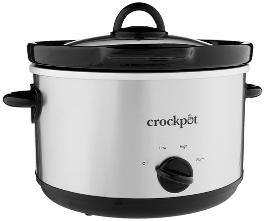 Crock-Pot 5-quart redondo olla de cocción lenta Manual, acero inoxidable, Con cucharón, Plateado, 4.73 l, 1