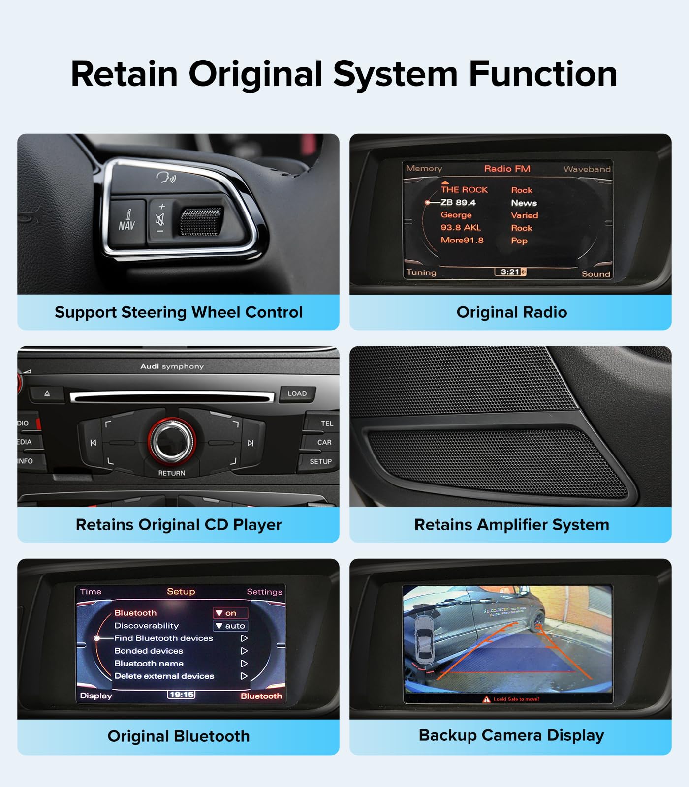 Estéreo inalámbrico CarPlay de 10.25 pulgadas para Audi Q5 SQ5 2009-2017 con sistema Audi Concert & Symphony (3GMMI) | visualización táctil HD | Dual OS (OEM+Linux) Radio de coche USB Reproducción de