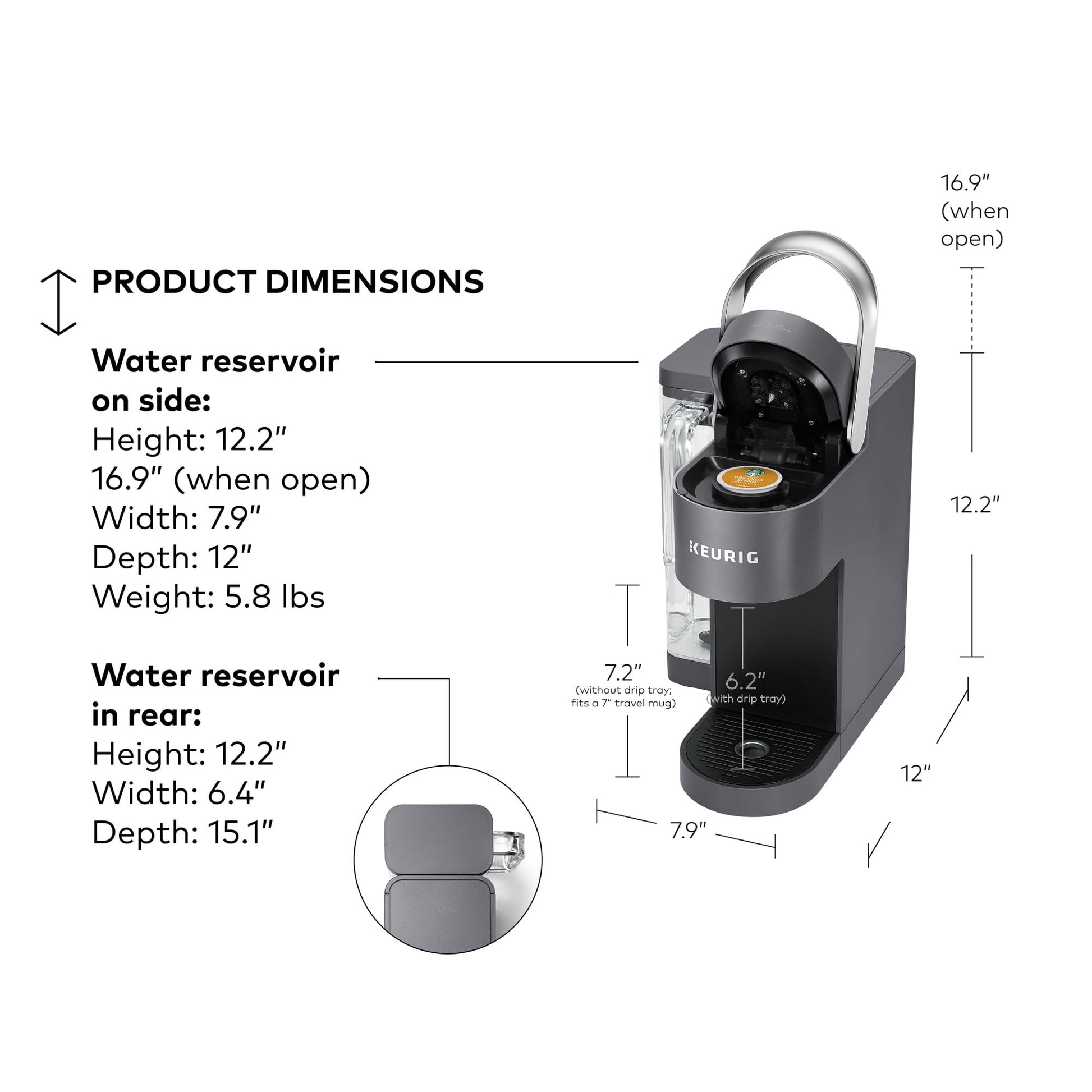 Keurig K-Supreme SMART - Cafetera de una sola porción con compatibilidad Wifi, 4 tamaños de cerveza y depósito extraíble de 66 onzas, compatible con Alexa, gris