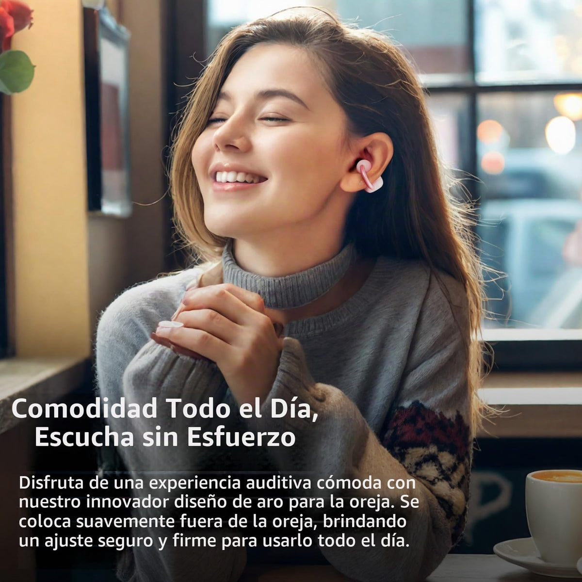 Auriculares Abiertos TOZO OpenEarRing Azul Ligero Bluetooth 5.4 40H