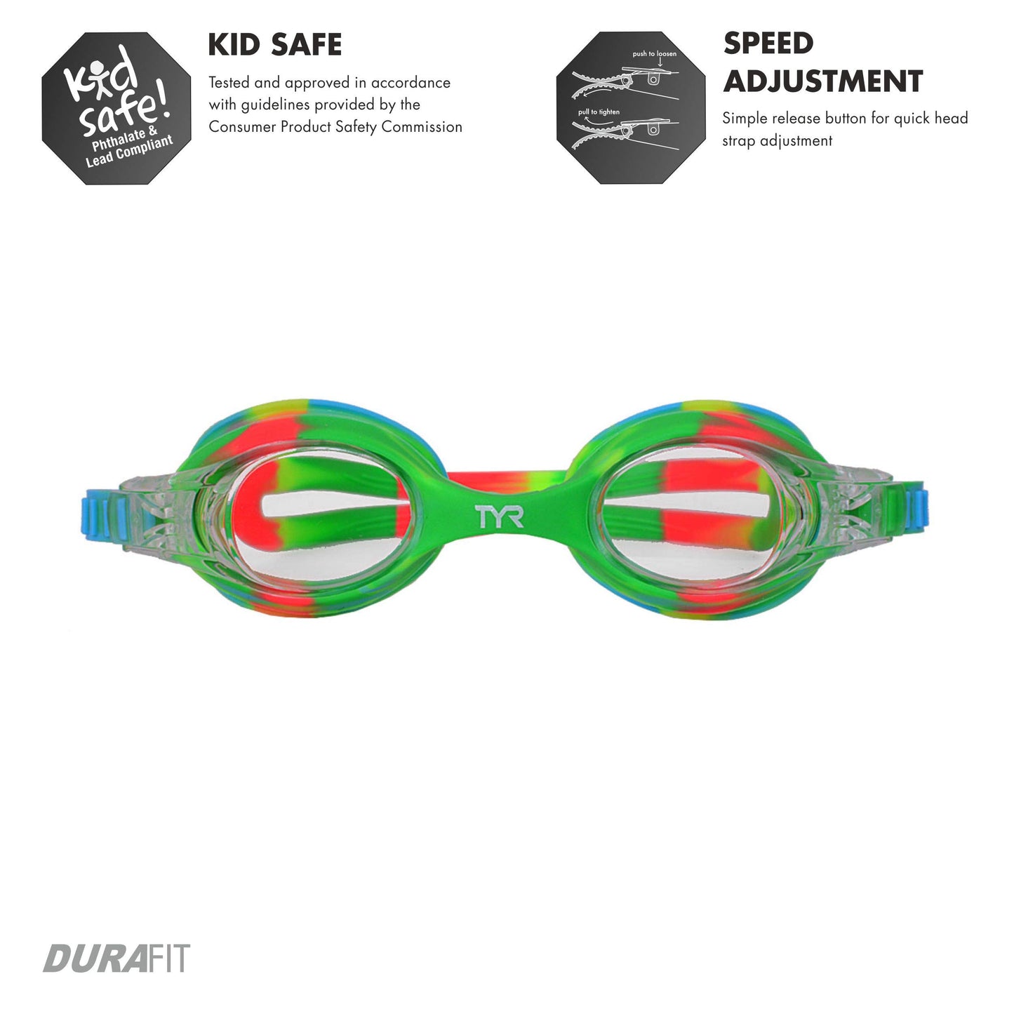 Anteojos TYR Swimple Tie Dye verde naranja para Jóvenes