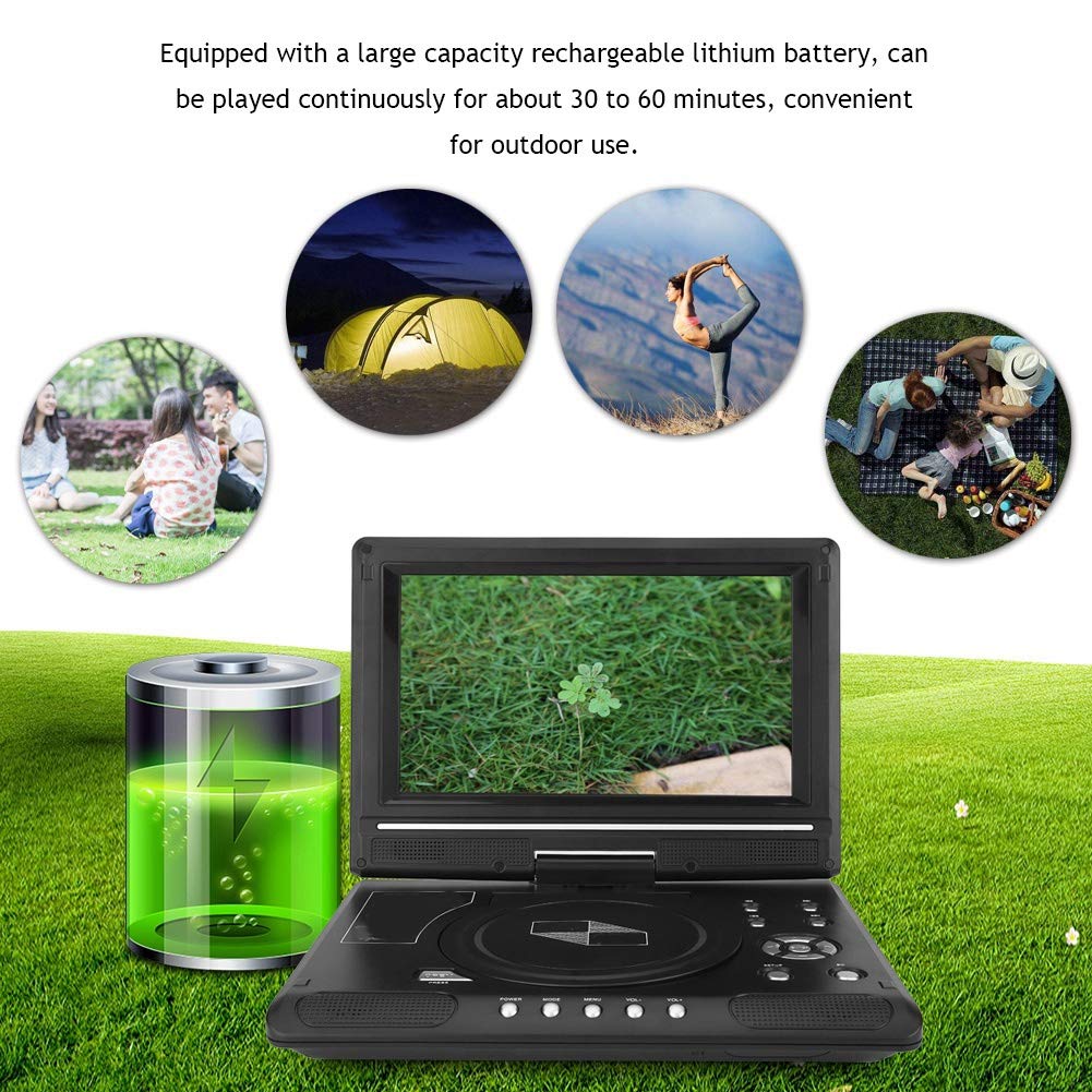 Bewinner 9.8 '' LCD DVD Player, 3in1 HD Reproductor de DVD portátil (Receptor de Radio DVD/TV/FM), 270 girados de Manera Flexible Reproductor de DVD CD Adecuado para Hogar, Coche, Camping