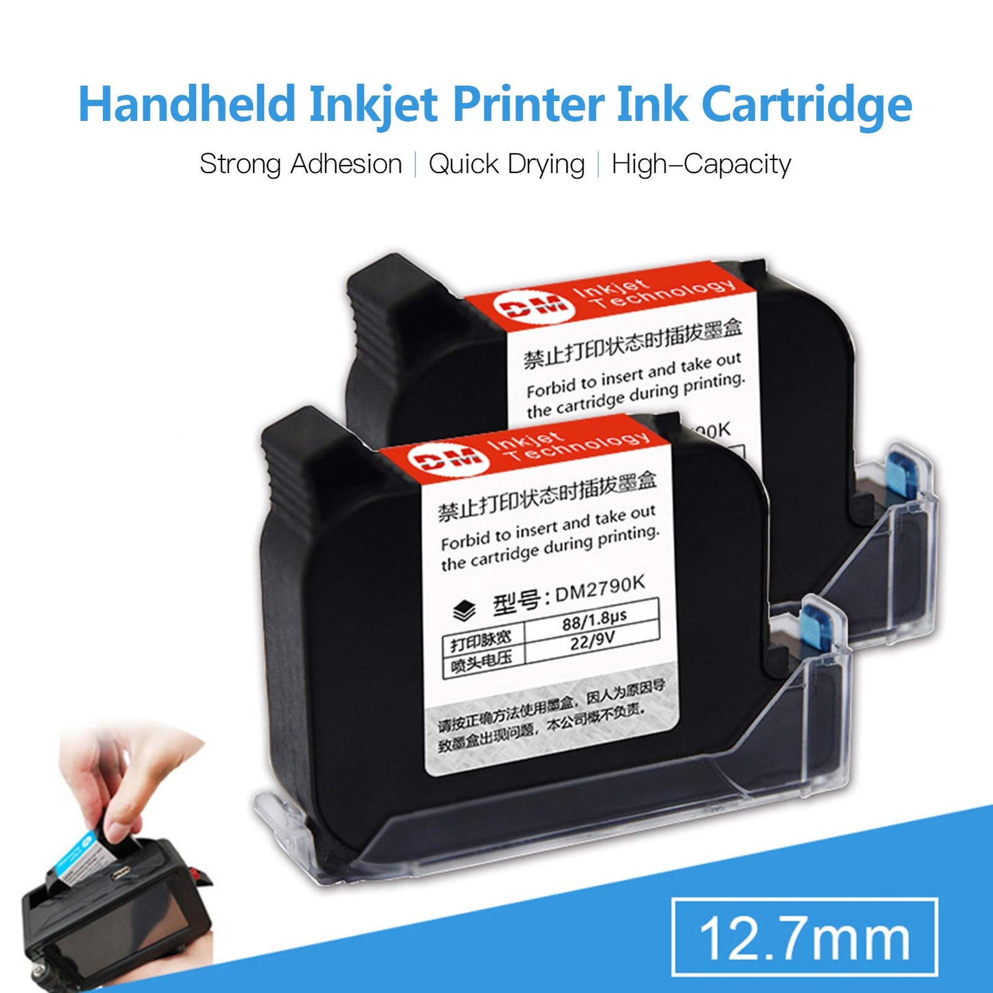 Daniko Cartucho de Tinta de Repuesto de Secado rápido de 45 ml para Impresora de inyección de Tinta portátil MX3 (Negro)
