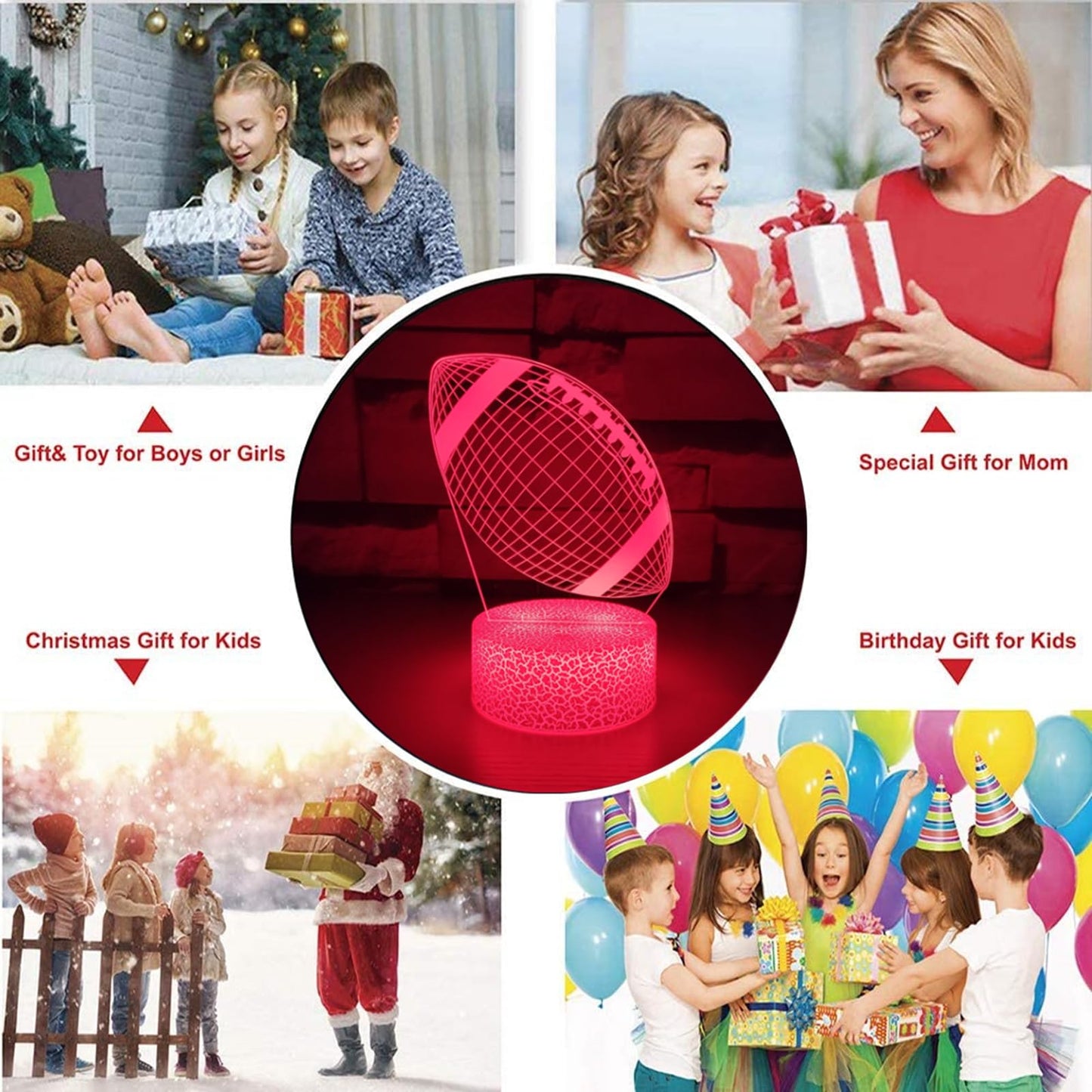 i-CHONY - Lámpara de noche de fútbol, LED de ilusión 3D, 7 colores de cambio gradual automático, regalo de fútbol regulable para niños, niñas, adolescentes, cumpleaños, día festivo, decoración de mesa