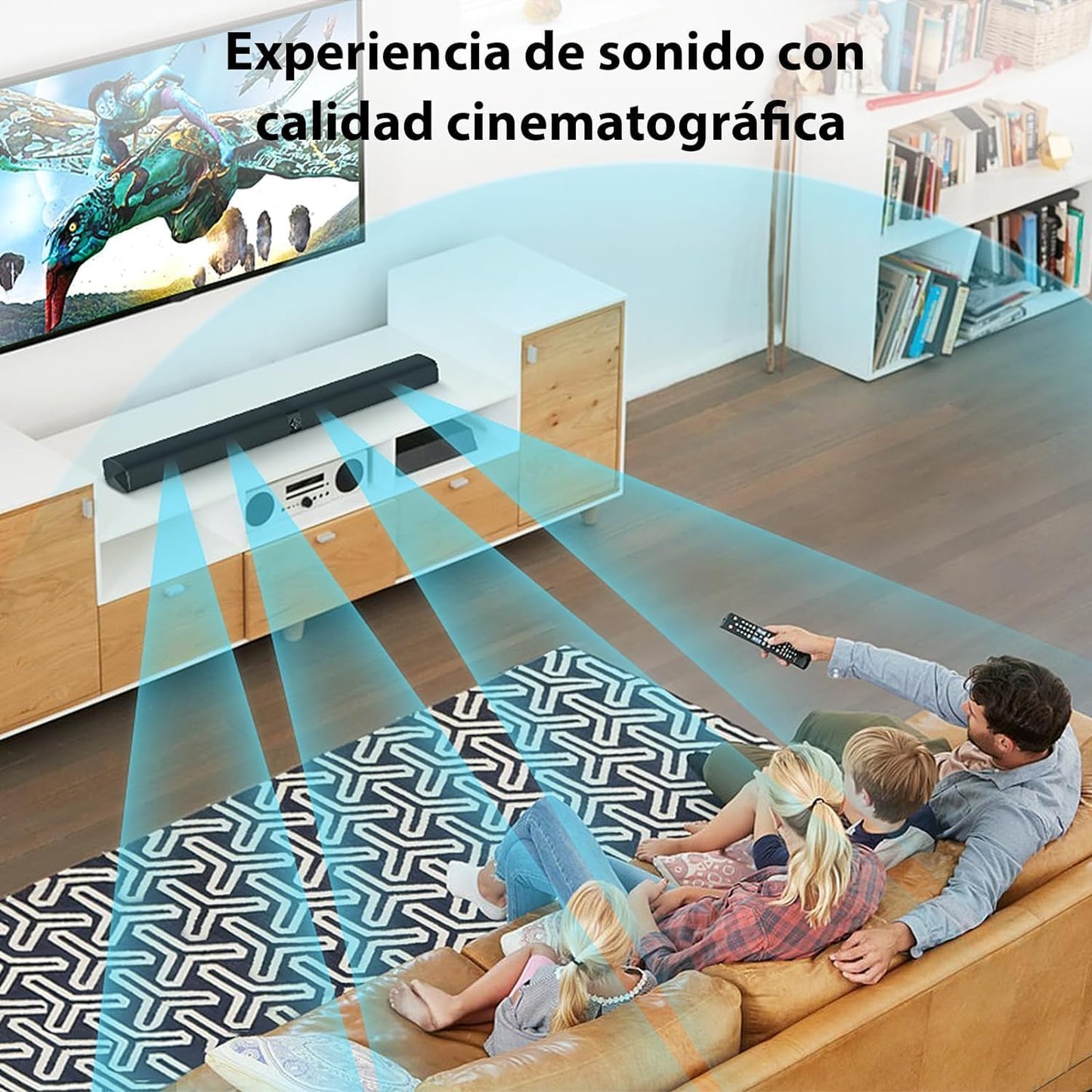 Barra de Sonido AEK CYBER BS-05 Negra Altavoz Bluetooth 20Wx2 con Control y Puertos HDMI USB Optical AUX