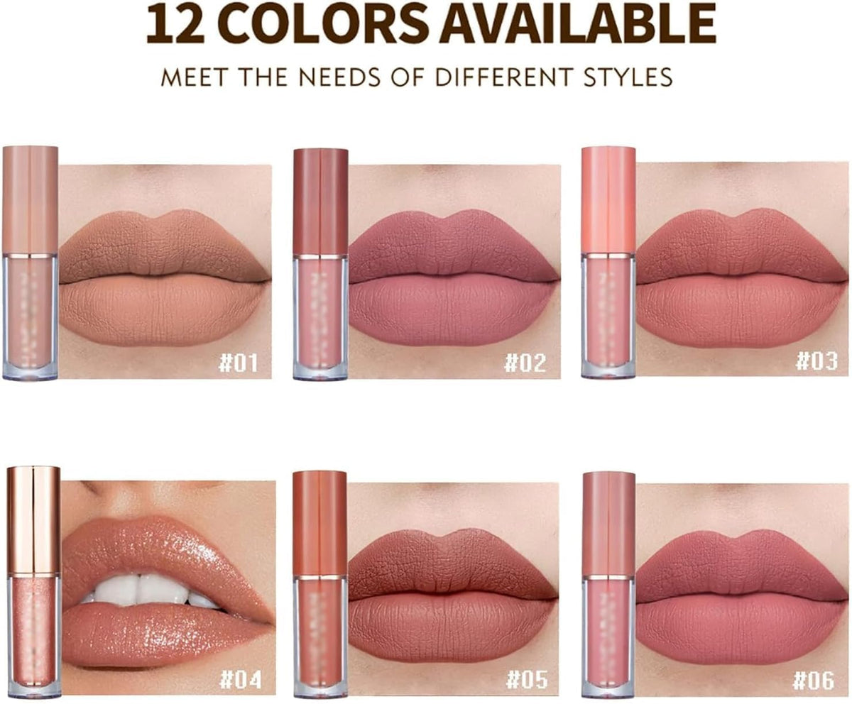 Aofong Set de 12 Lápices Labiales Líquidos Mate Aterciopelados