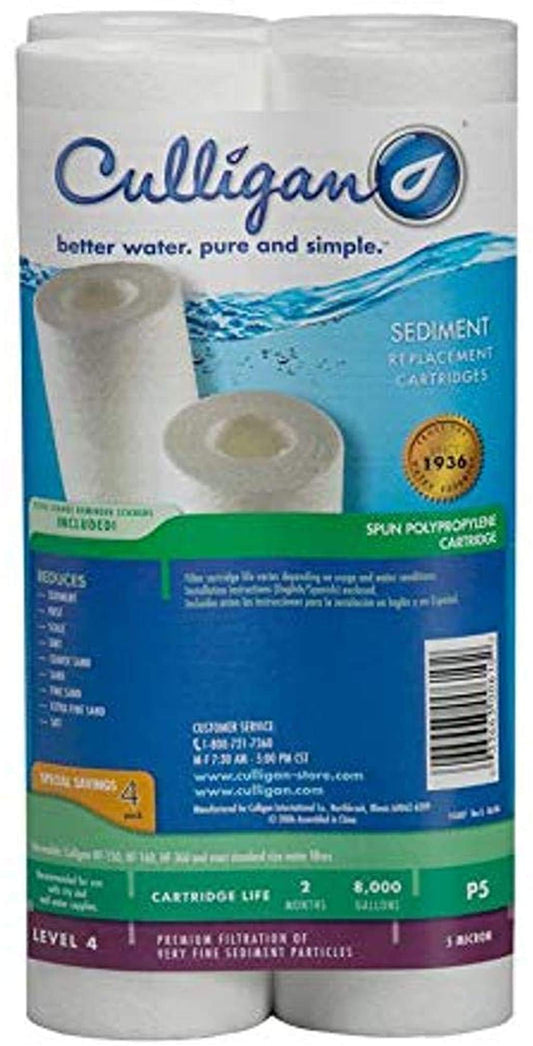 Culligan P5-4PK P5 Filtro de agua premium para toda la casa, 8.000 galones, paquete de 4, blanco, paquete de 4