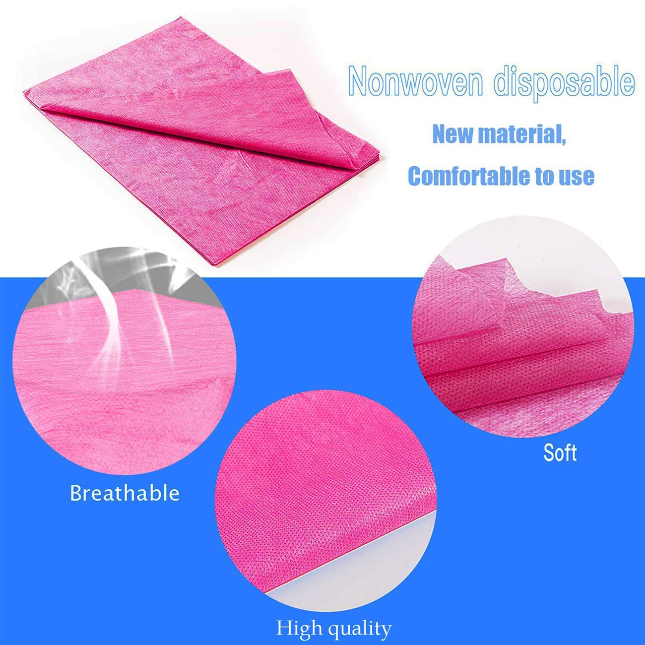 Sábanas de Mesa de Masaje Desechables Rosa de Polipropileno Transpirable 30 Piezas