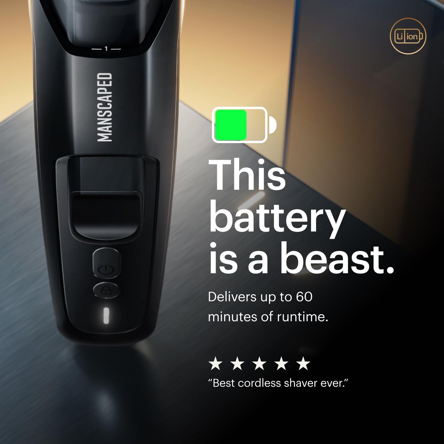 MANSCAPED® The Beard Hedger® PLUS: Recortadora ajustable de barba y bigote para hombre con 14 ajustes de longitud (1–20 mm), cuchilla de acero inoxidable, resistente al agua, bloqueo de viaje y recargable por USB-C.