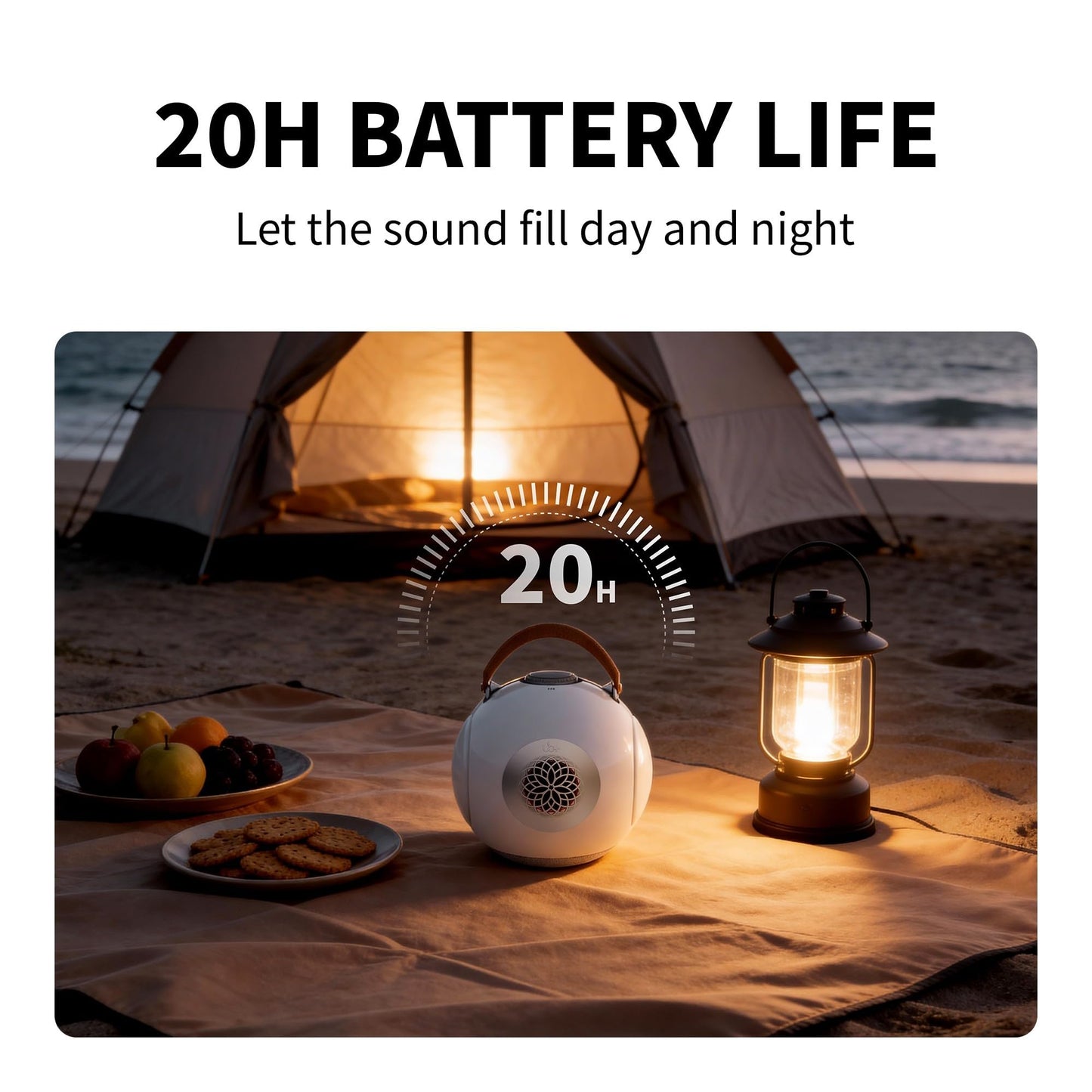 UB+ dB1 - Altavoz Bluetooth de doble graves | Sonido de alta fidelidad de 40 W con graves profundos extremos, tiempo de reproducción de 20 horas, IPX5 impermeable y TWS (blanco brillante), tecnología