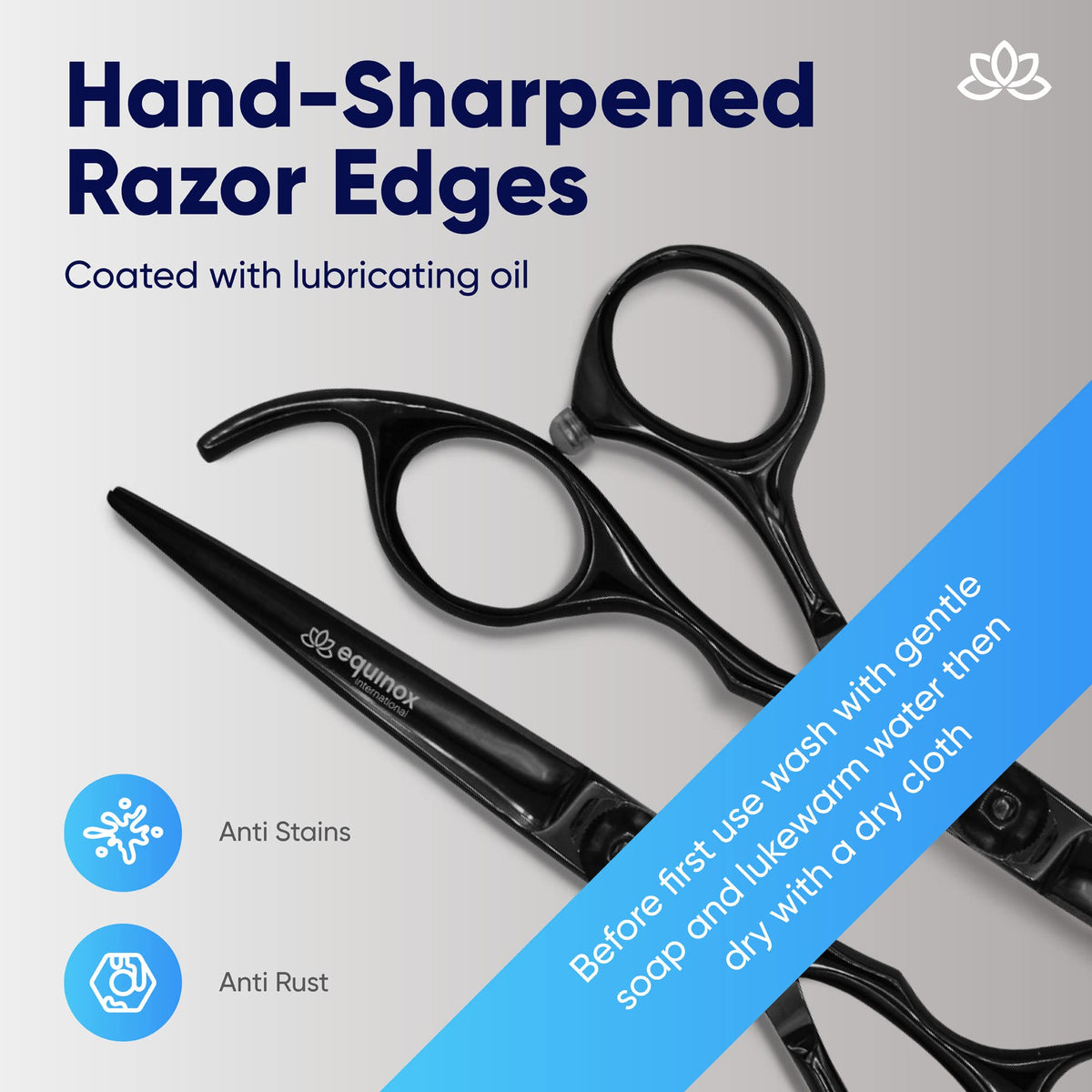Equinox Professional Razor Edge Series - Tijeras de corte de pelo de peluquero – Tijeras japonesas de acero inoxidable – Longitud total de 6.5 pulgadas – Tornillo de tensión de ajuste fino – Tijeras premium para corte de pelo